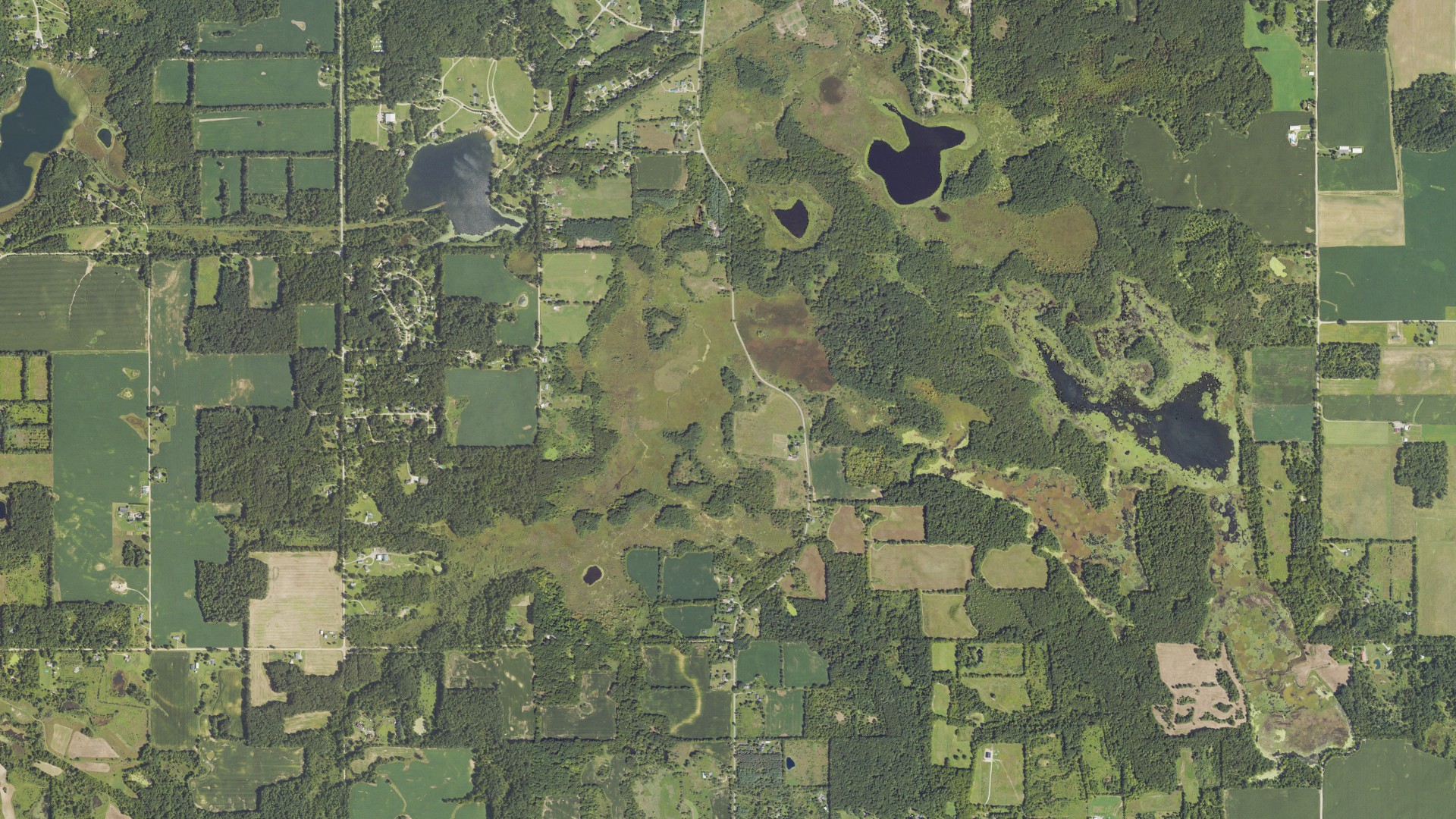 Aerial view of land around Somerset, Michigan