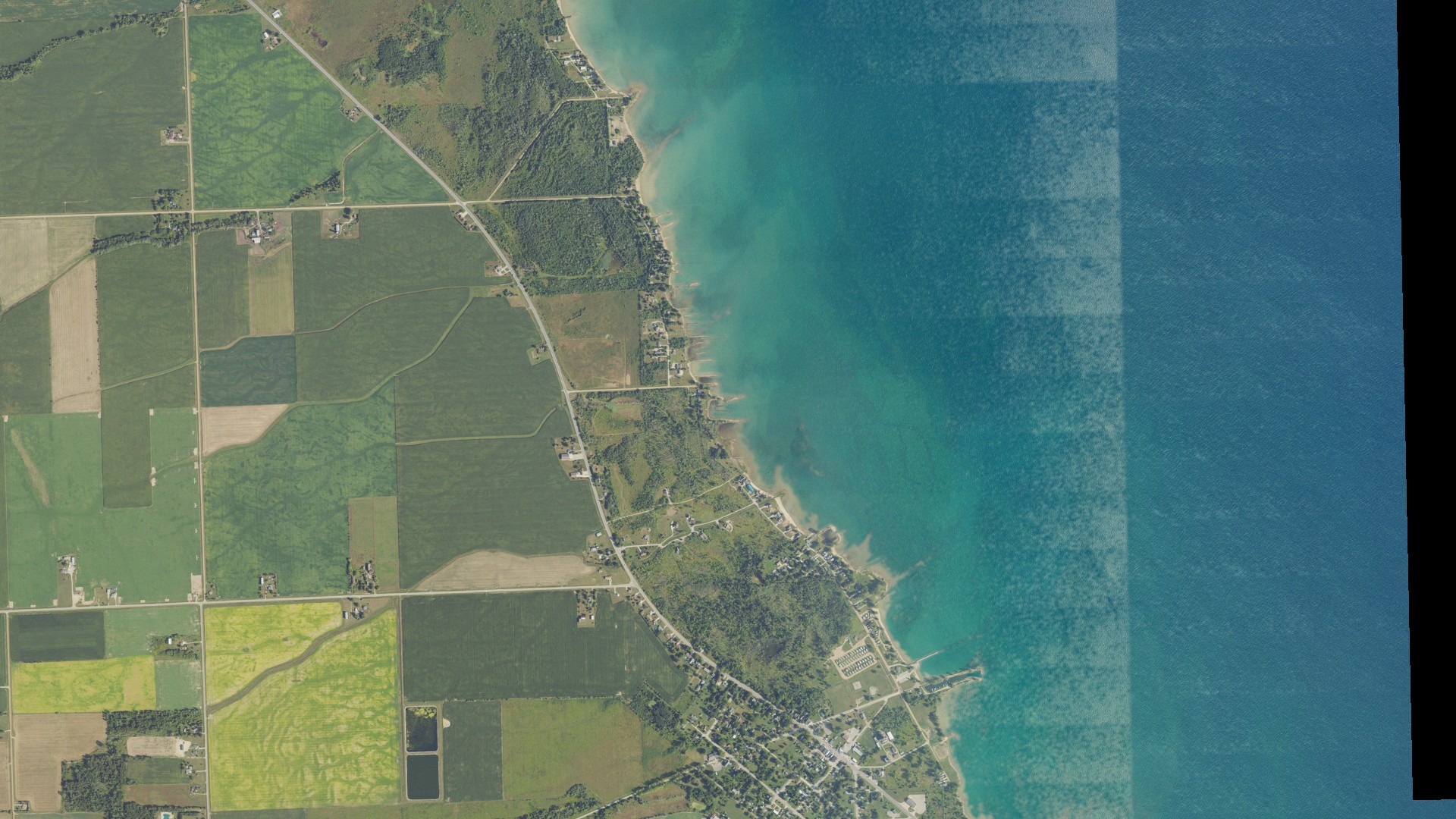 Aerial view of land around Gore, Michigan