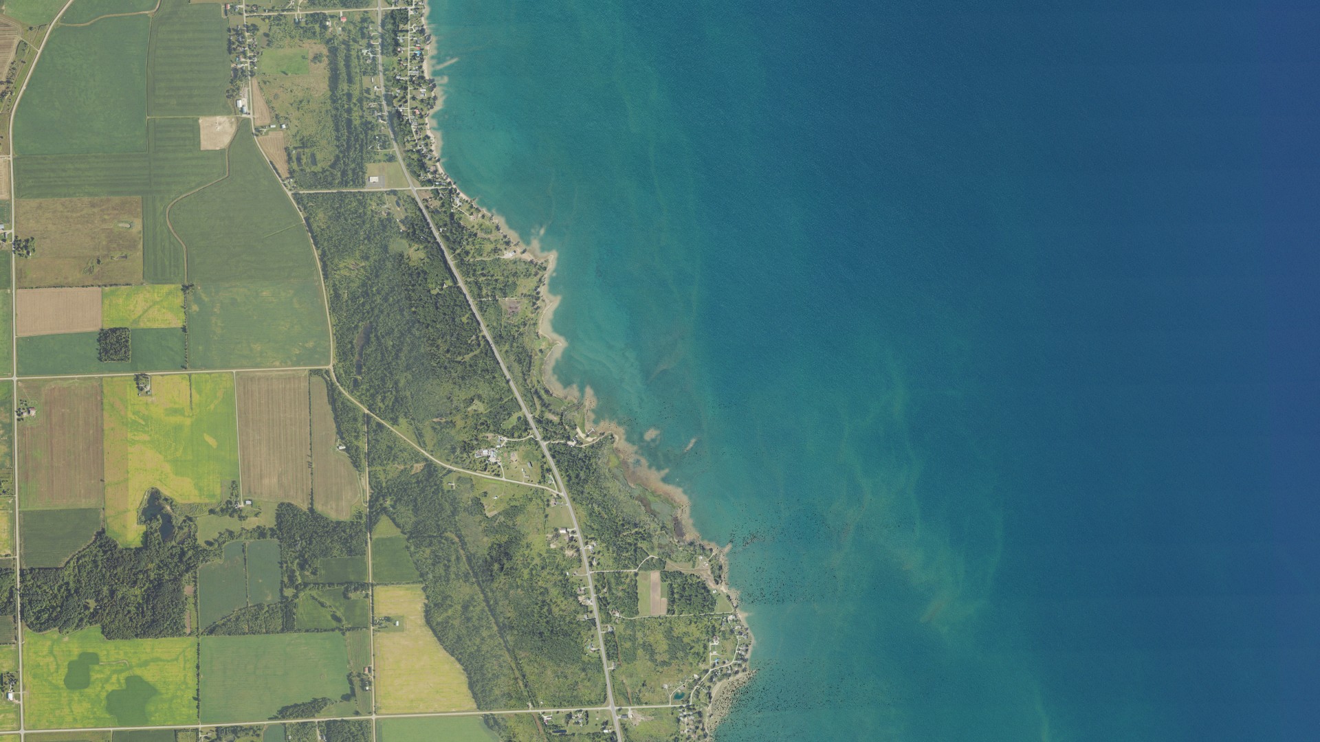 Aerial view of land around Rubicon, Michigan