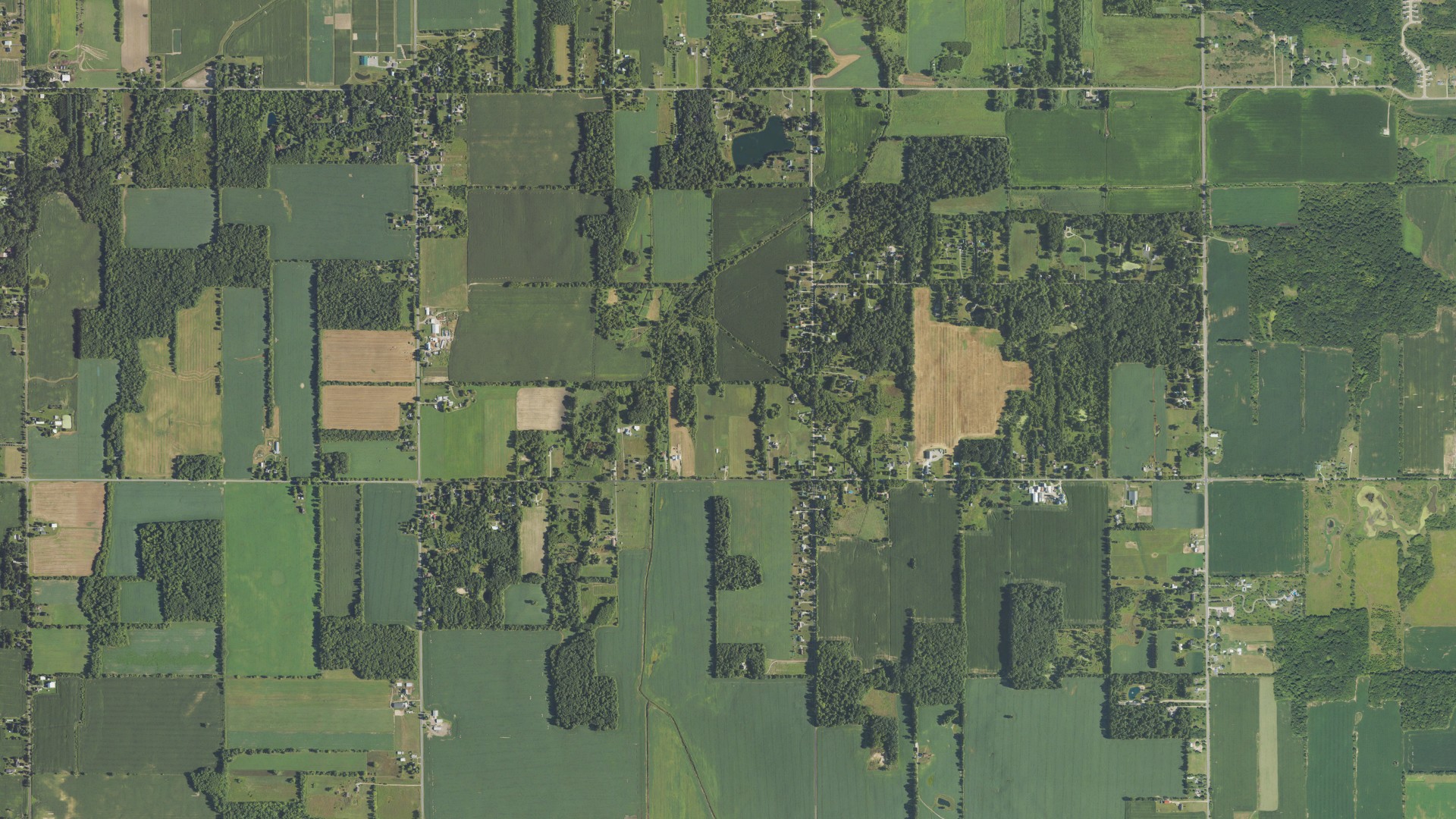 Aerial view of land around Aurelius, Michigan