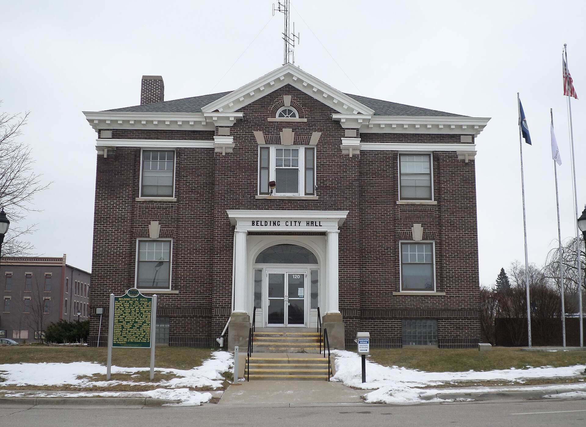 The Belding City Hall, located at 120 Pleasant St, Belding, MI. — Michigan