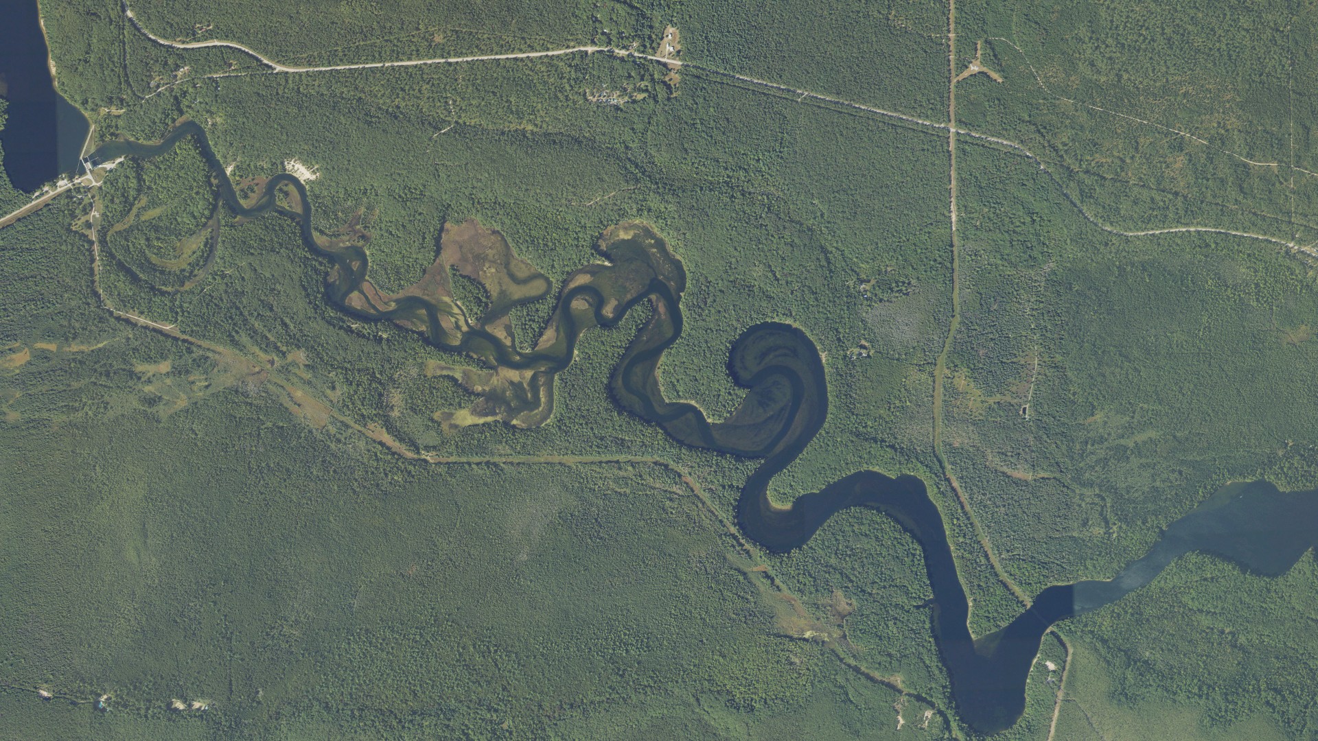 Aerial view of land around Oscoda charter, Michigan