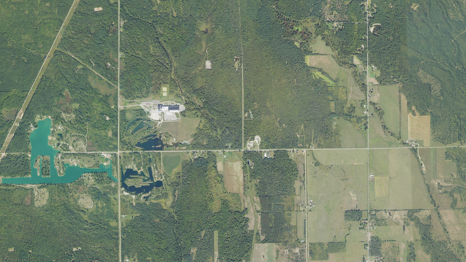 Aerial view of land around Sherman, Michigan