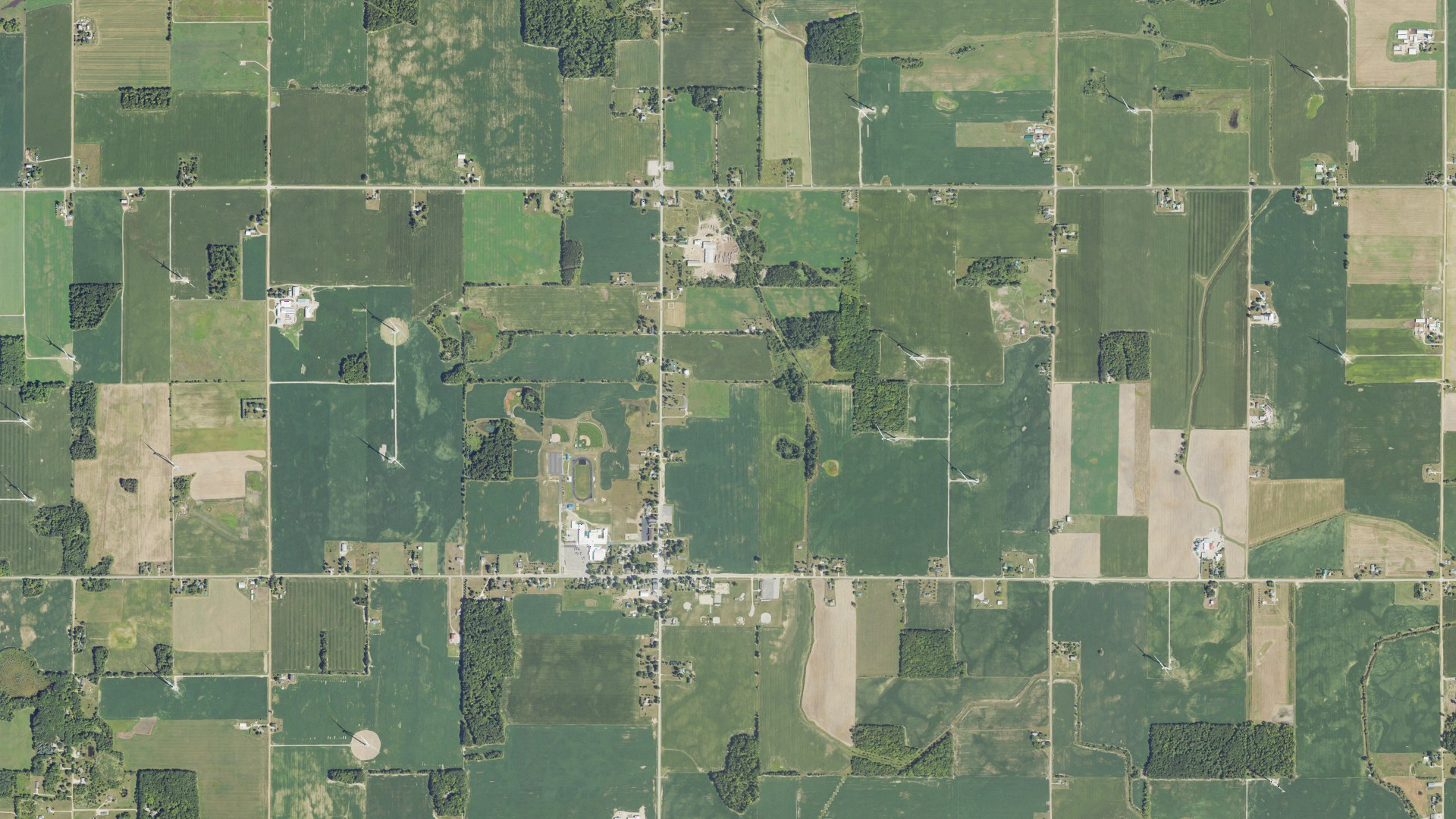 Aerial view of land around Nottawa, Michigan