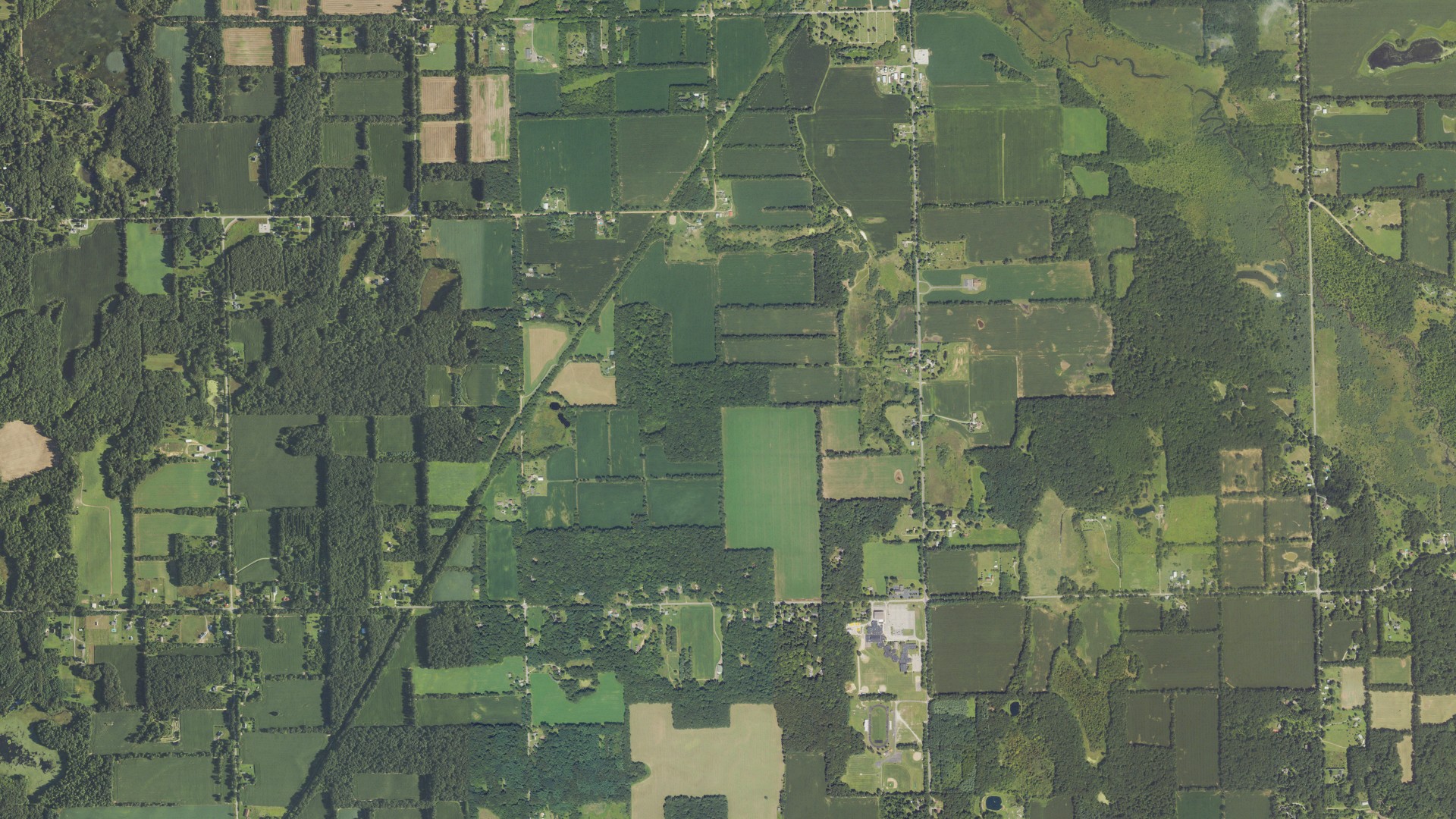 Aerial view of land around Hanover, Michigan