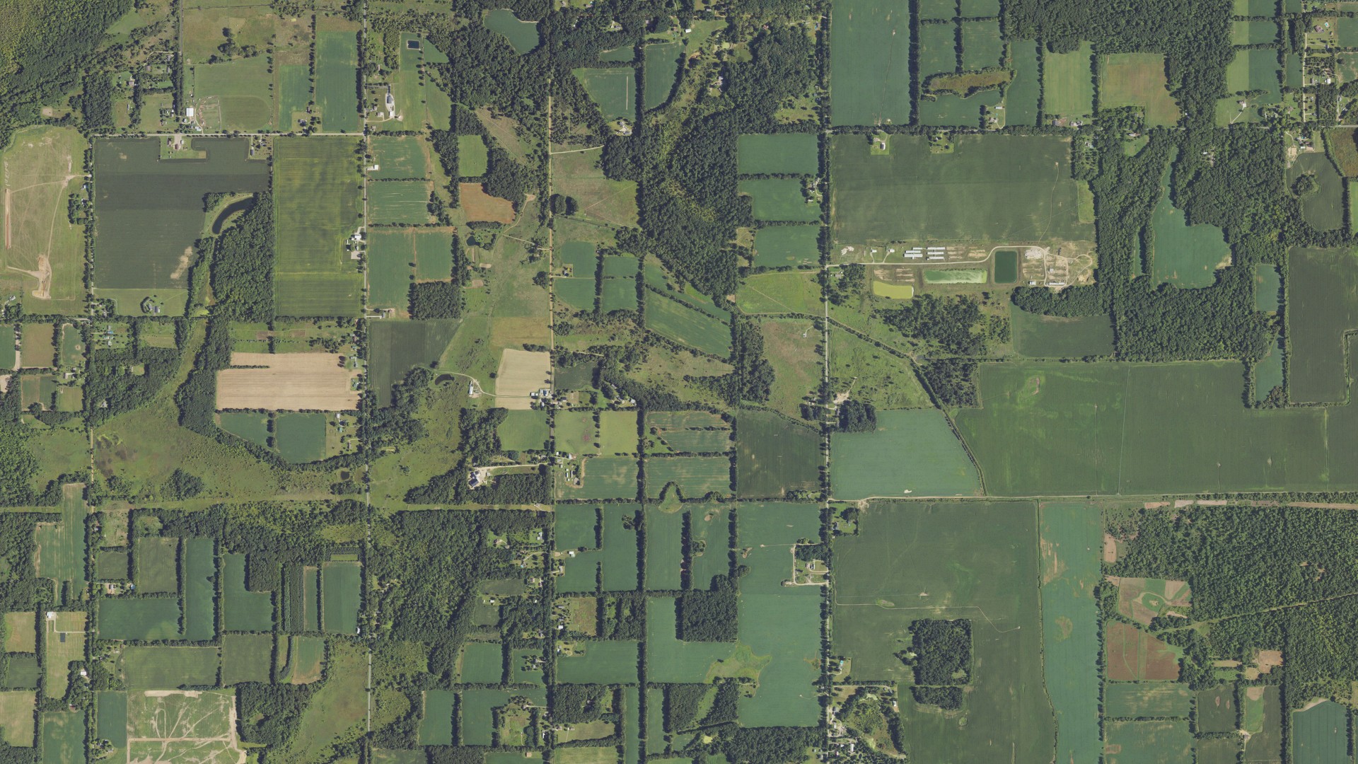 Aerial view of land around Parma, Michigan