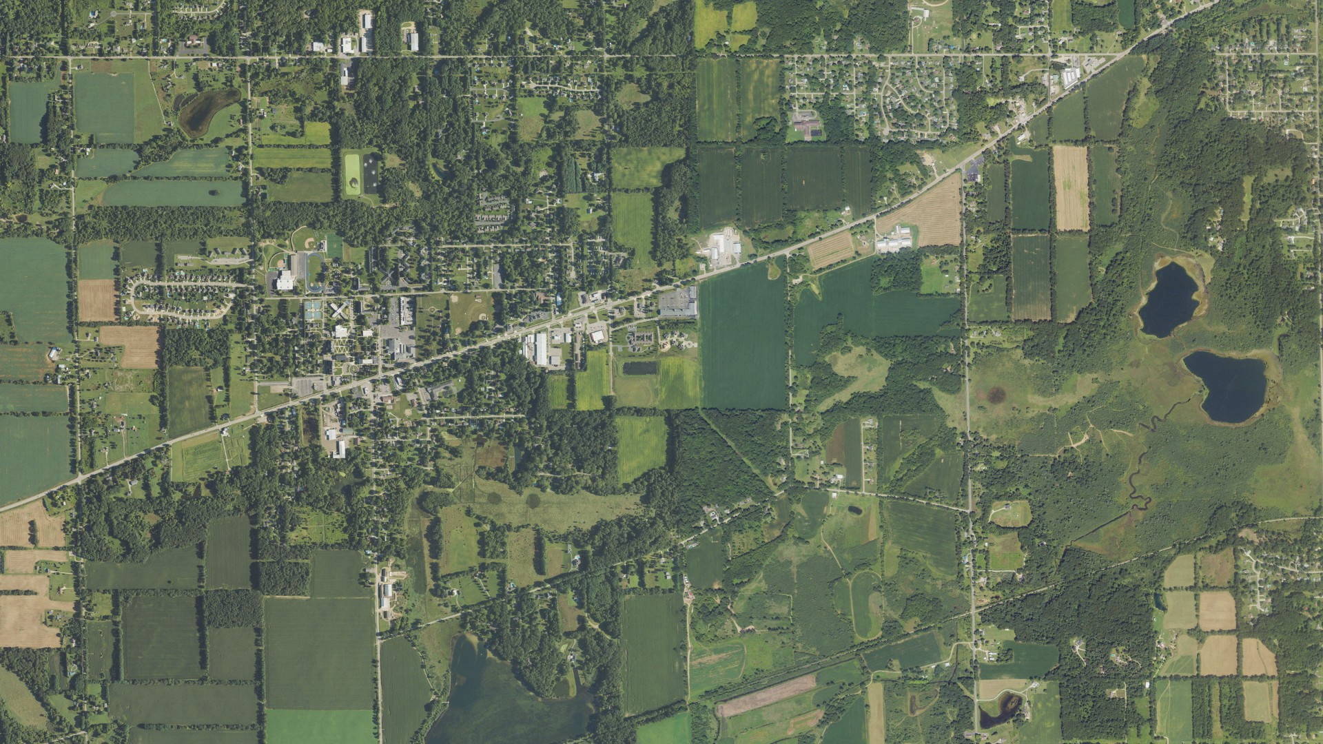 Aerial view of land around Spring Arbor, Michigan