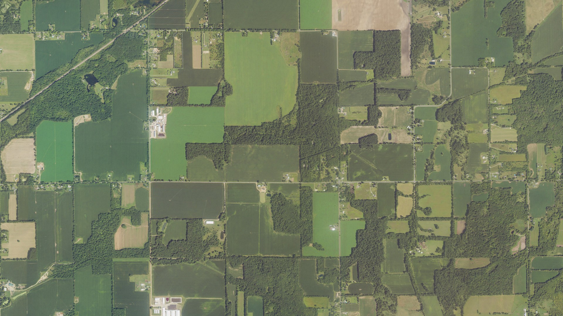Aerial view of land around Climax, Michigan