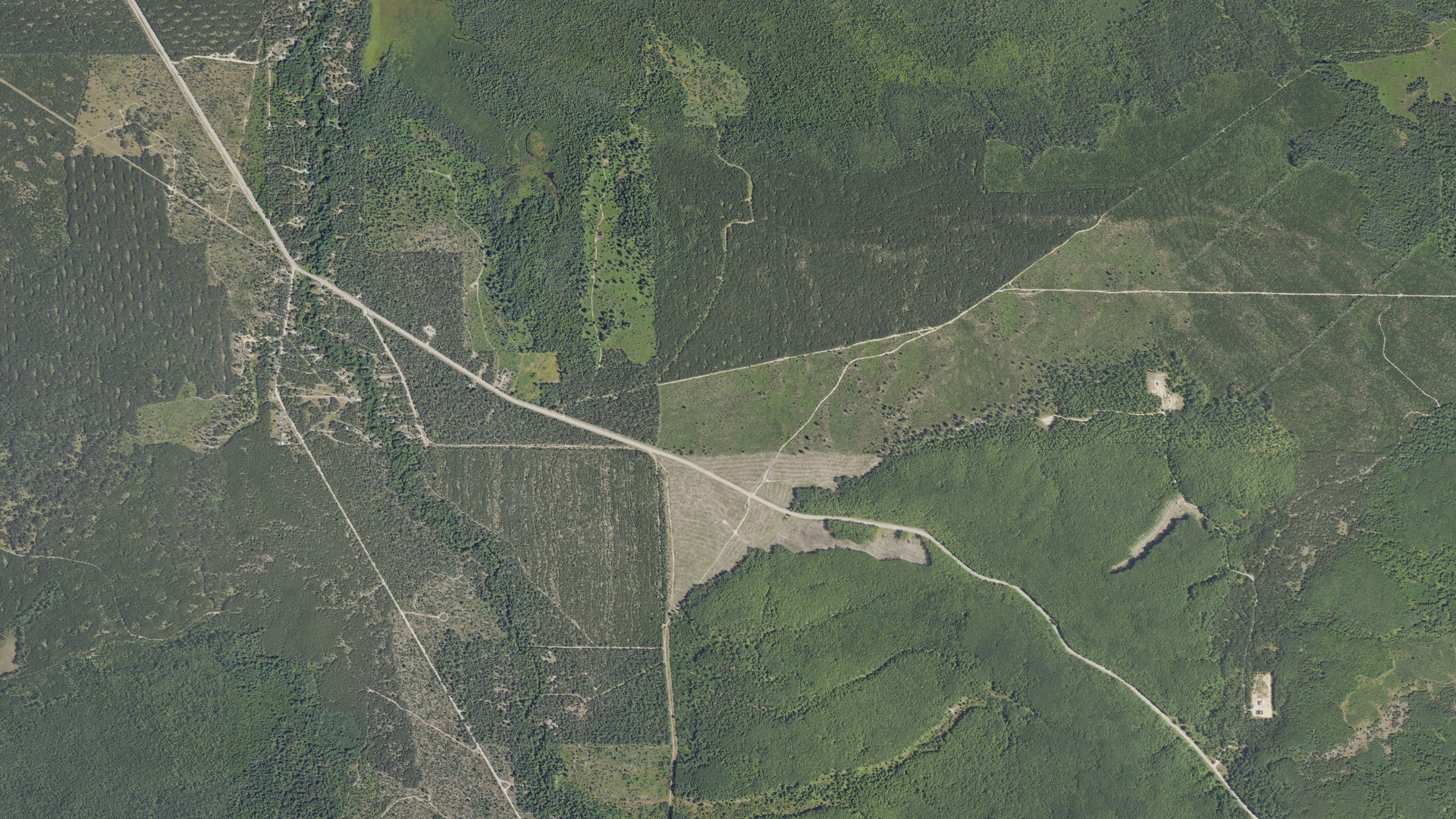 Aerial view of land around Garfield, Michigan