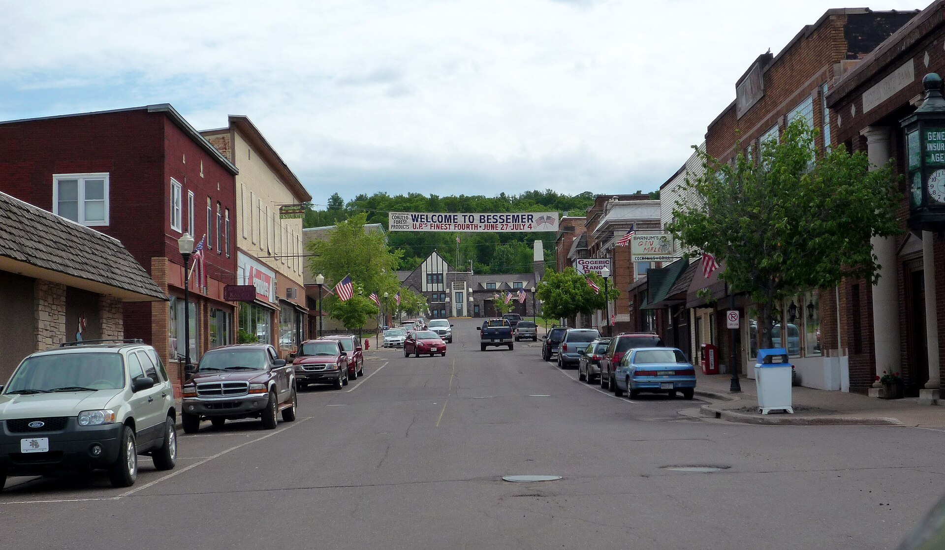 Downtown streets in Bessemer, Michigan
