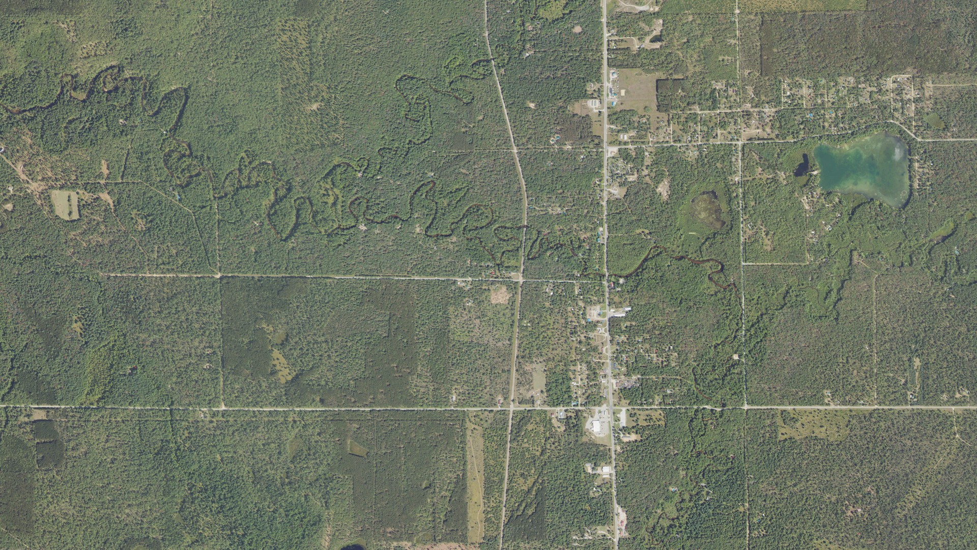 Aerial view of land around Pleasant Plains, Michigan