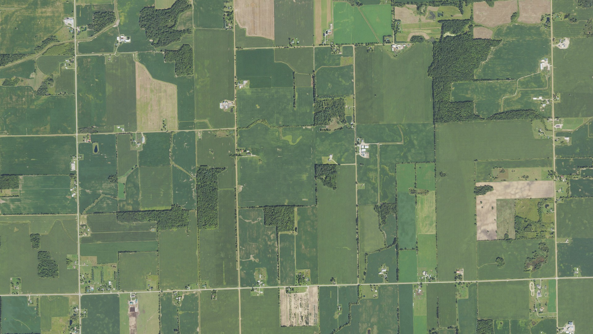 Aerial view of land around Burlington, Michigan