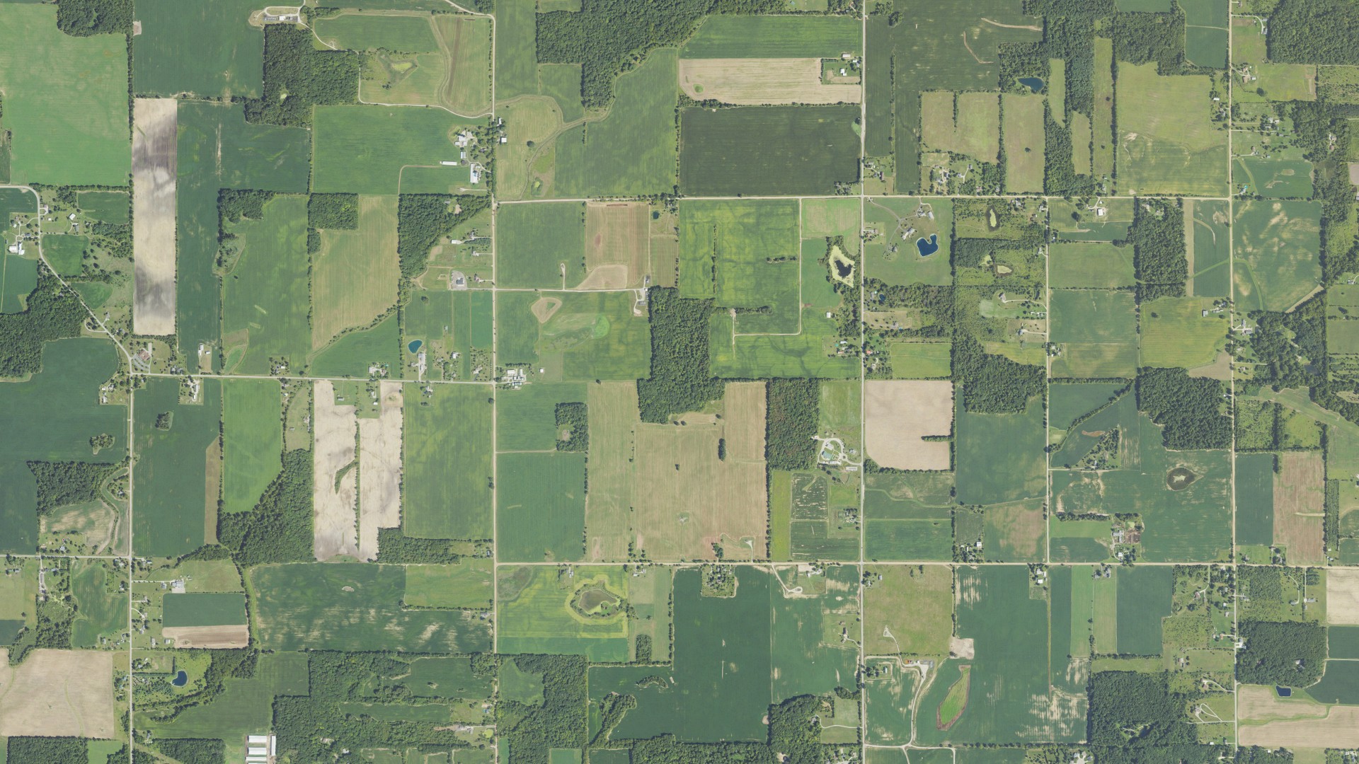 Aerial view of land around Adrian, Michigan