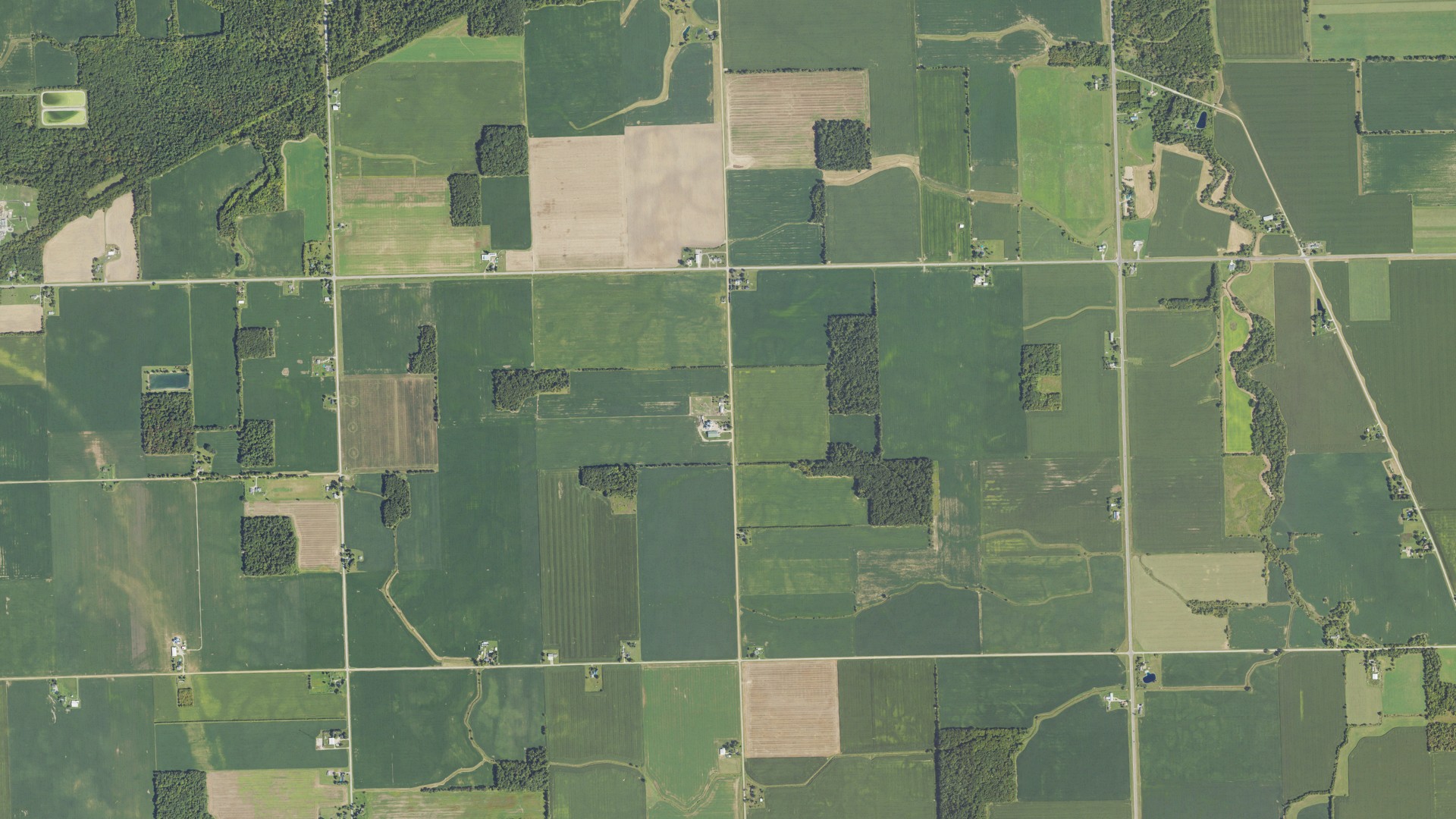 Aerial view of land around Fairfield, Michigan