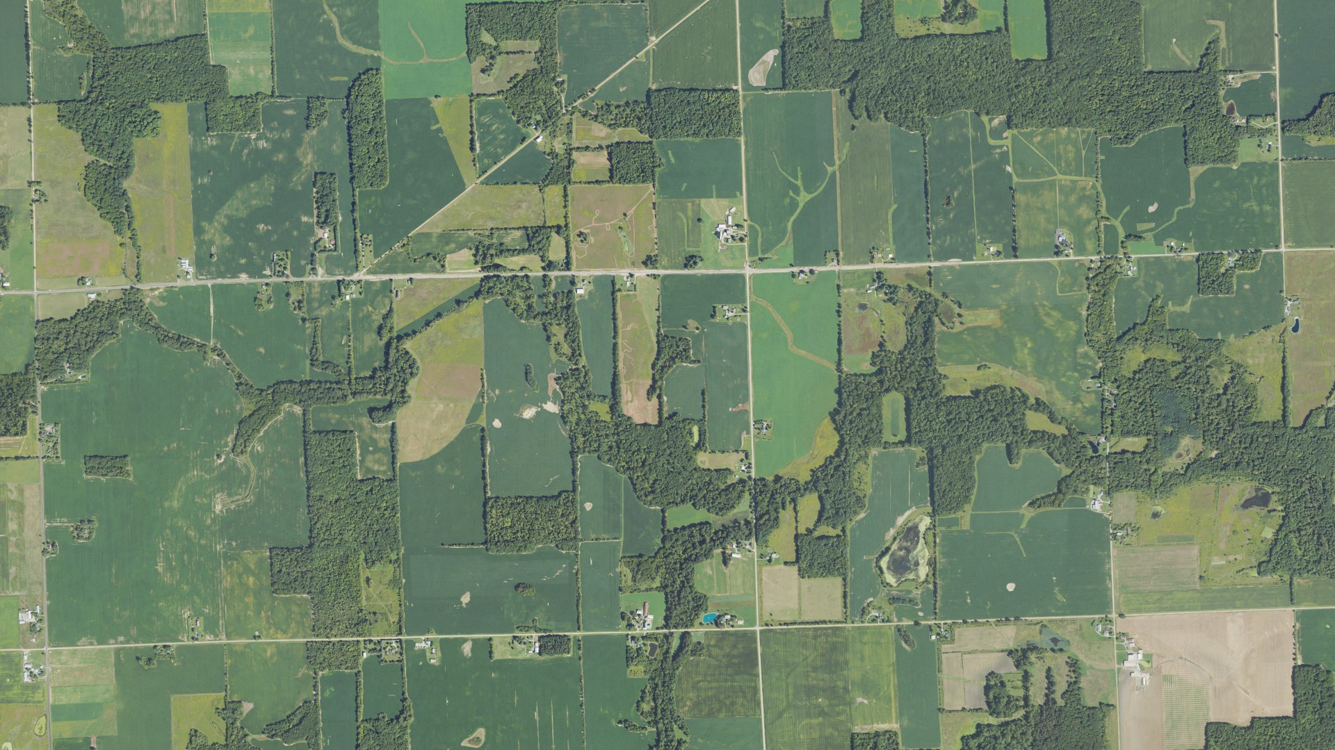 Natural-color aerial photograph of land around Medina, Michigan