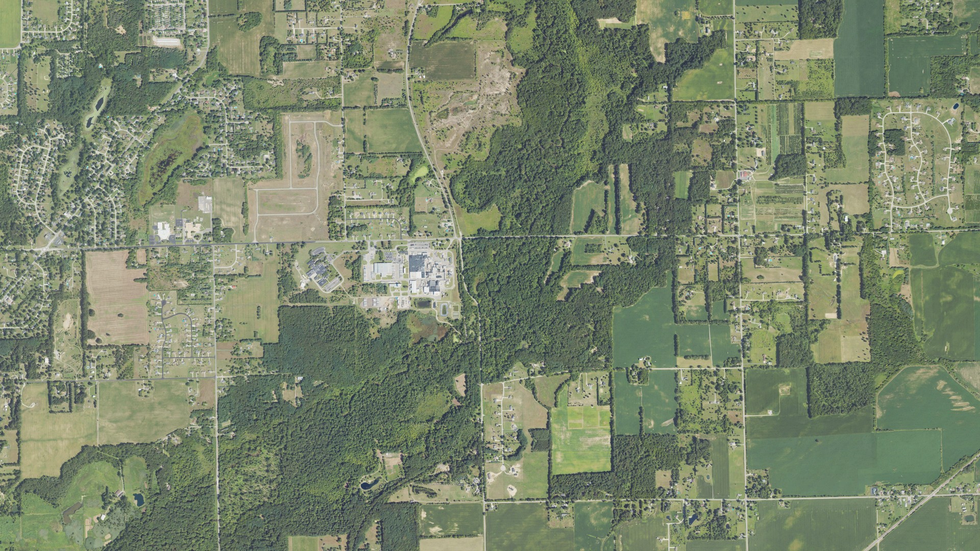 Aerial view of land around Raisin, Michigan