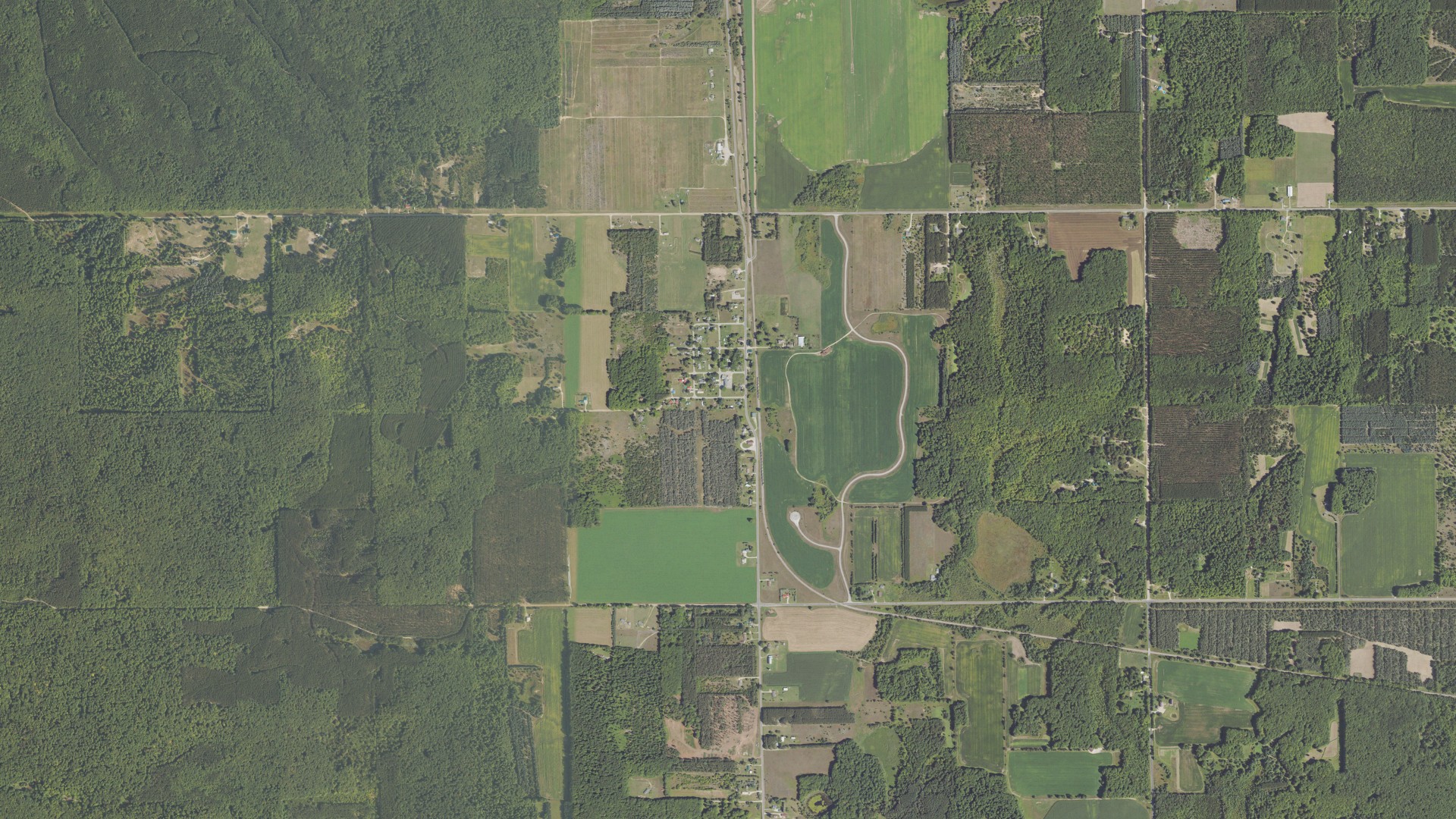 Aerial view of land around Boon, Michigan