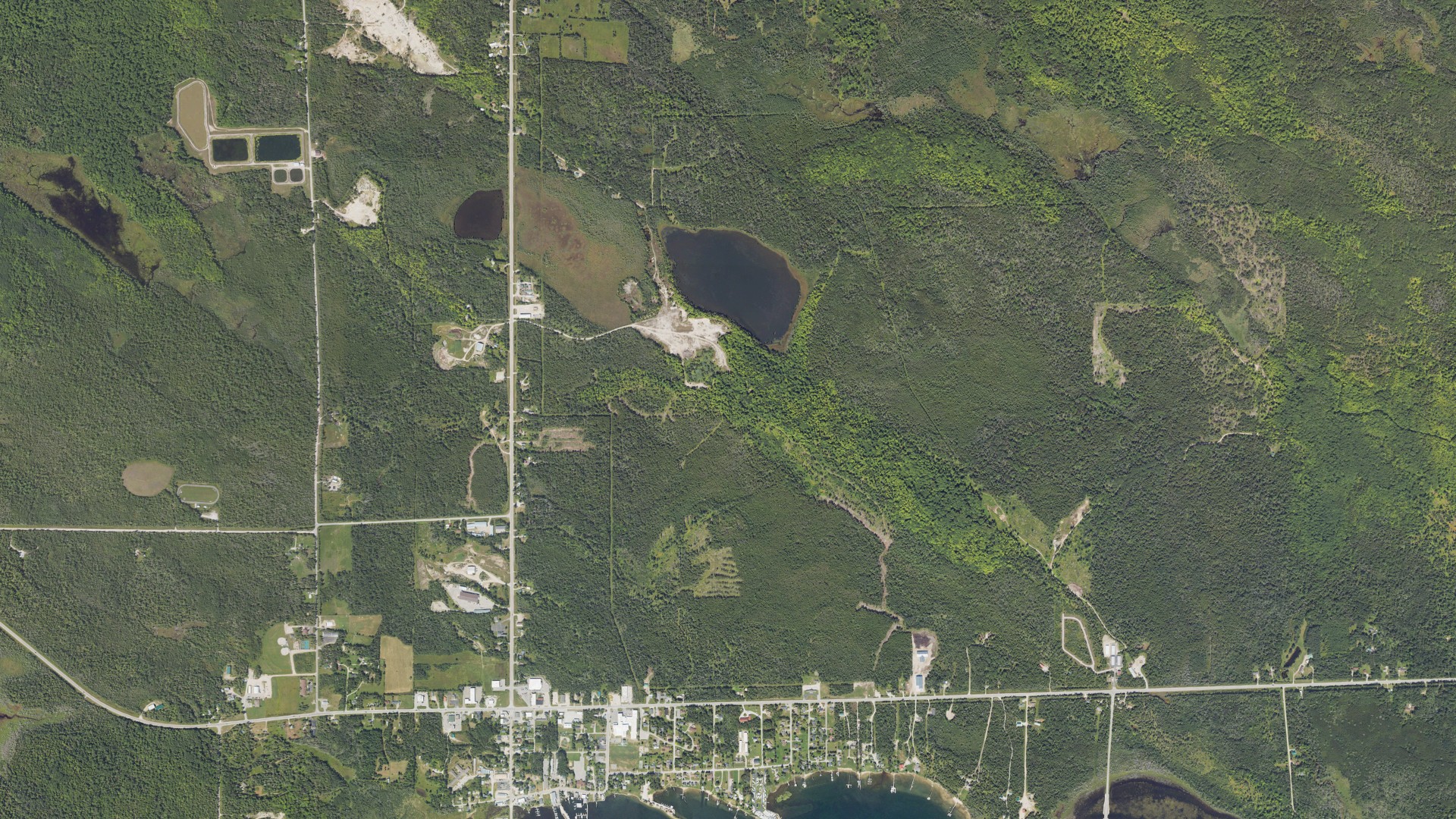 Aerial view of land around Clark, Michigan