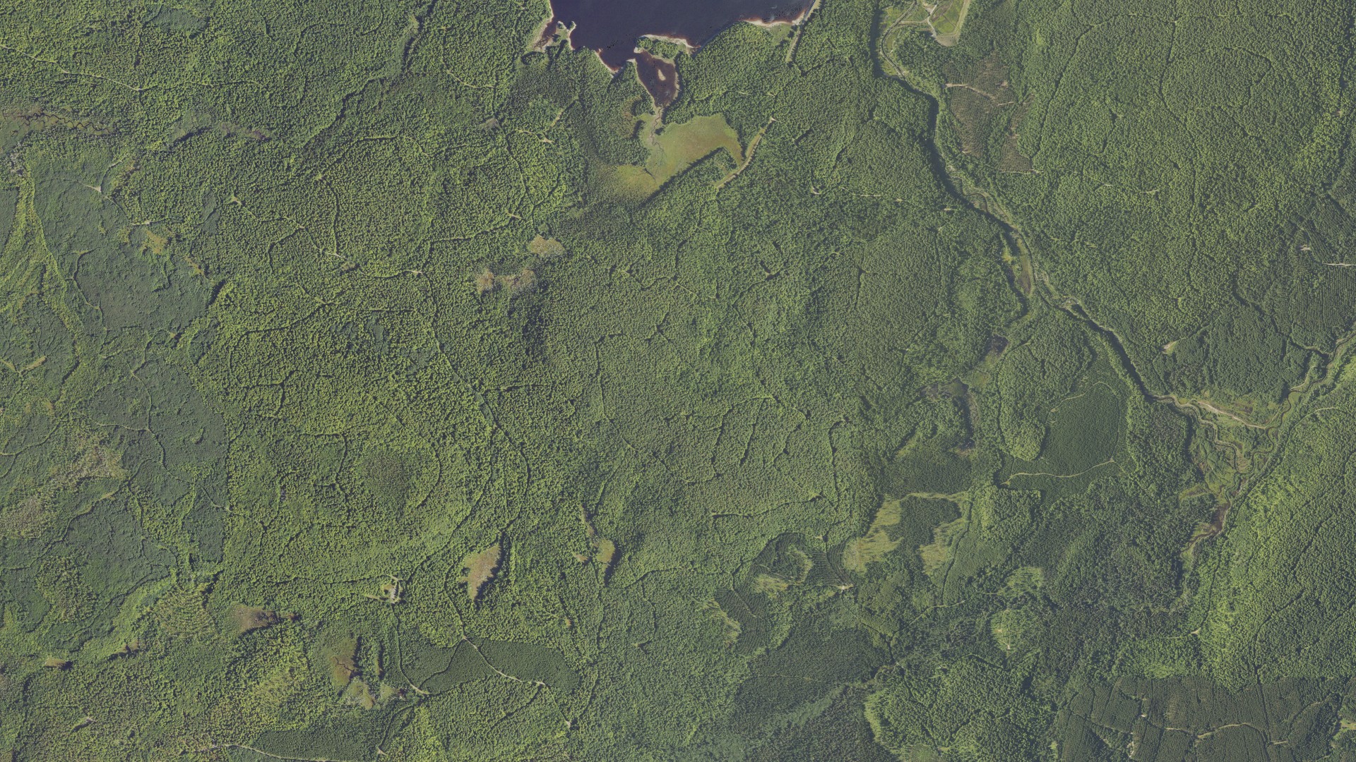 Natural-color aerial photograph of land around Champion, Michigan