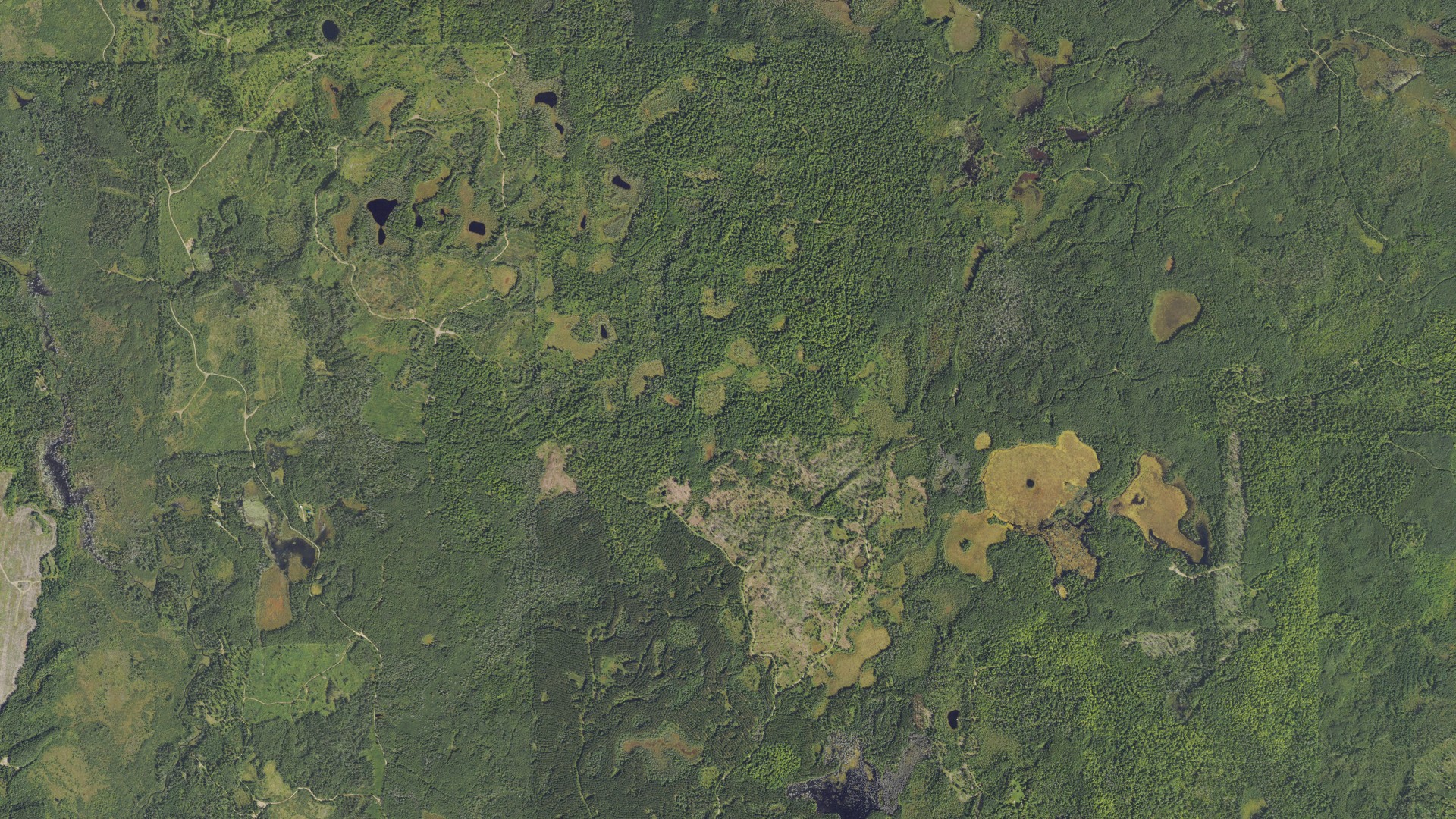 Natural-color aerial photograph of land around Republic, Michigan