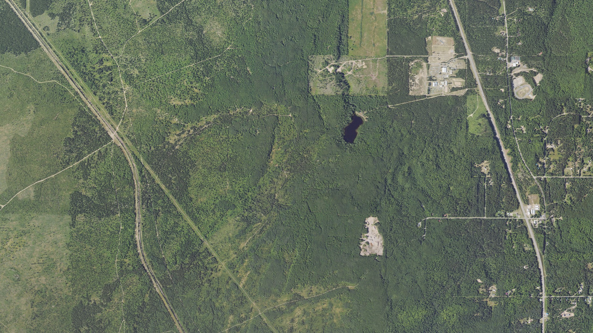 Aerial view of land around Sands, Michigan