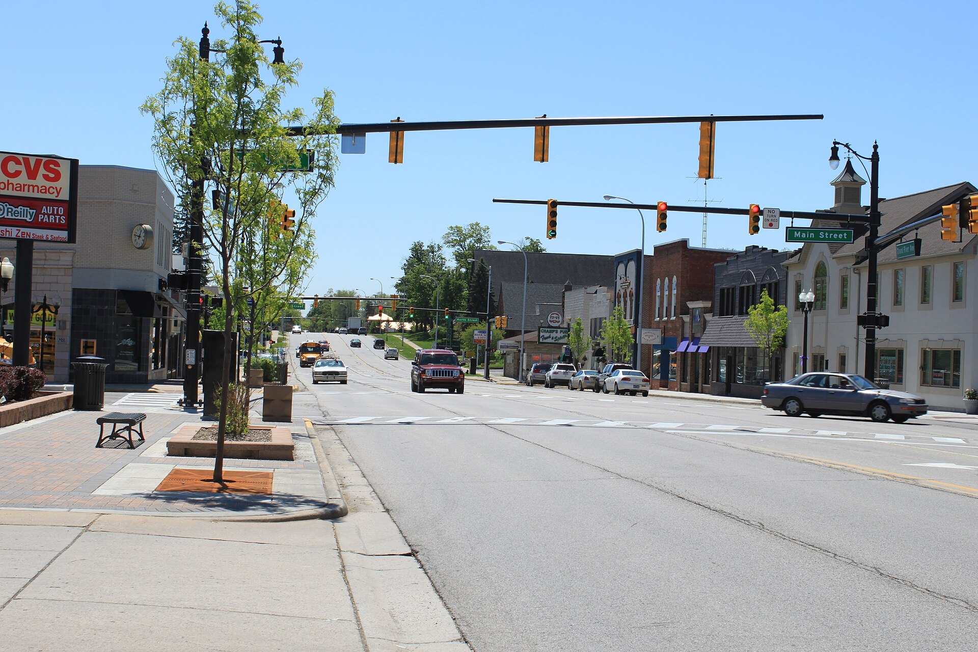 Downtown streets in Brighton, Michigan