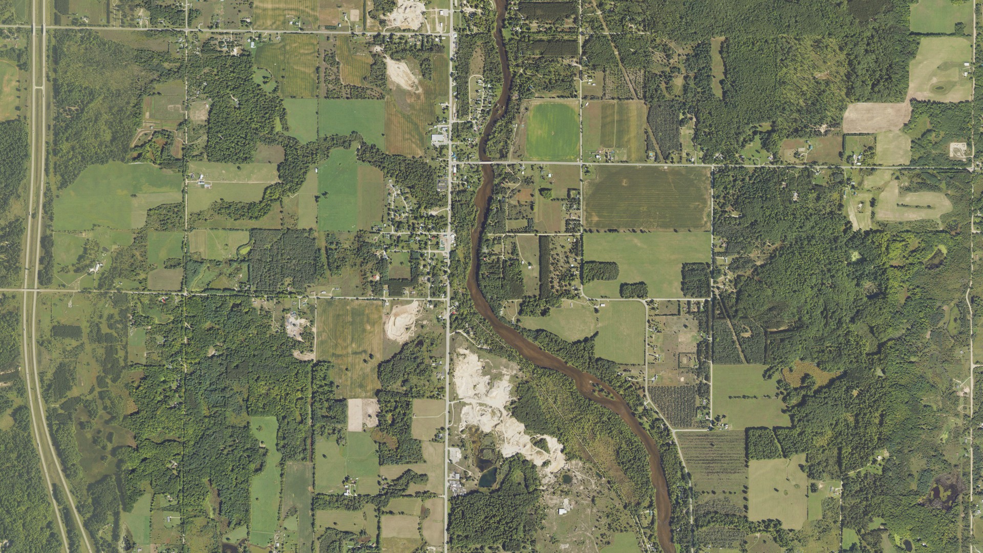 Aerial view of land around Green charter, Michigan