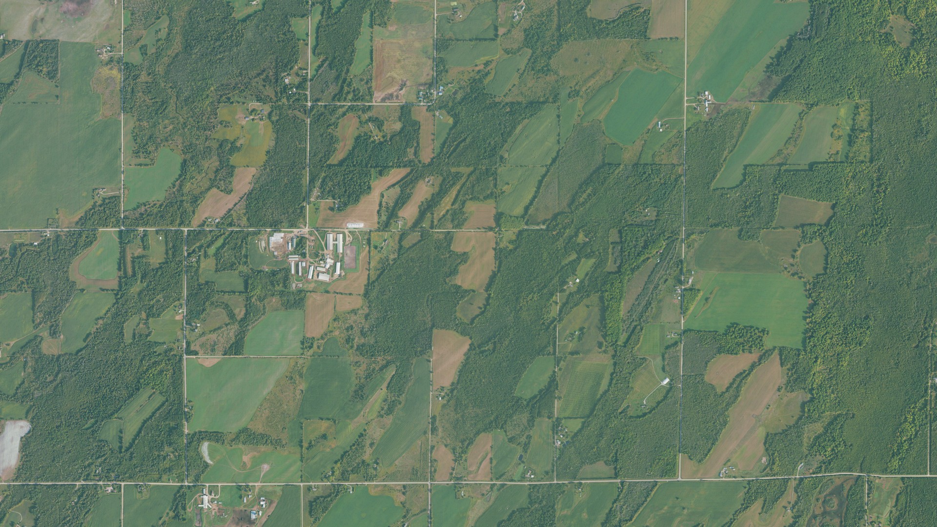 Aerial view of land around Daggett, Michigan