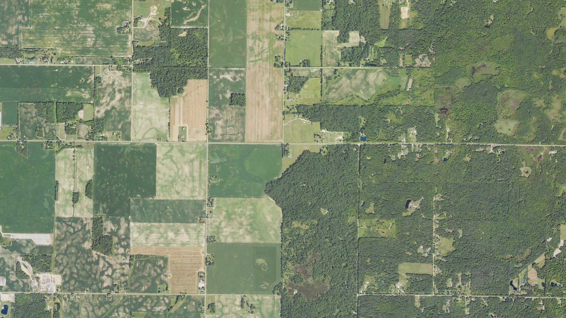 Aerial view of land around Hope, Michigan