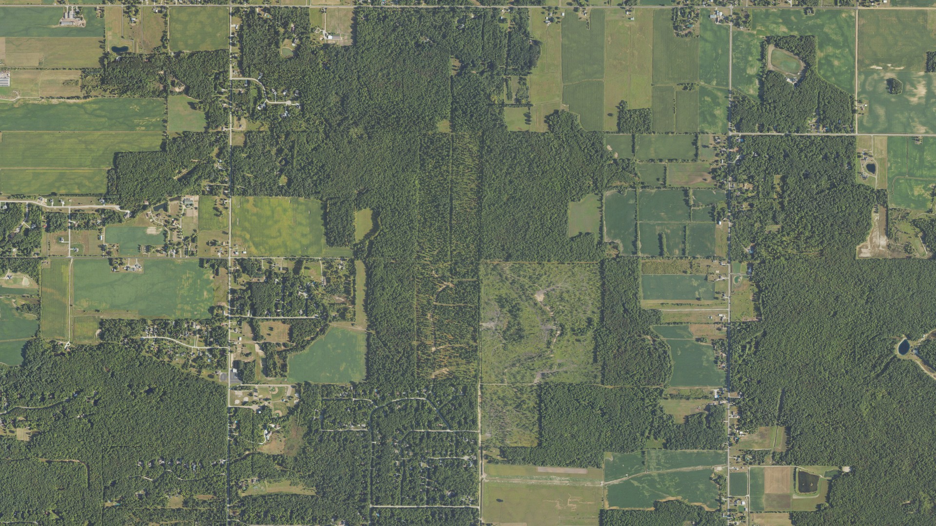 Aerial view of land around Larkin charter, Michigan