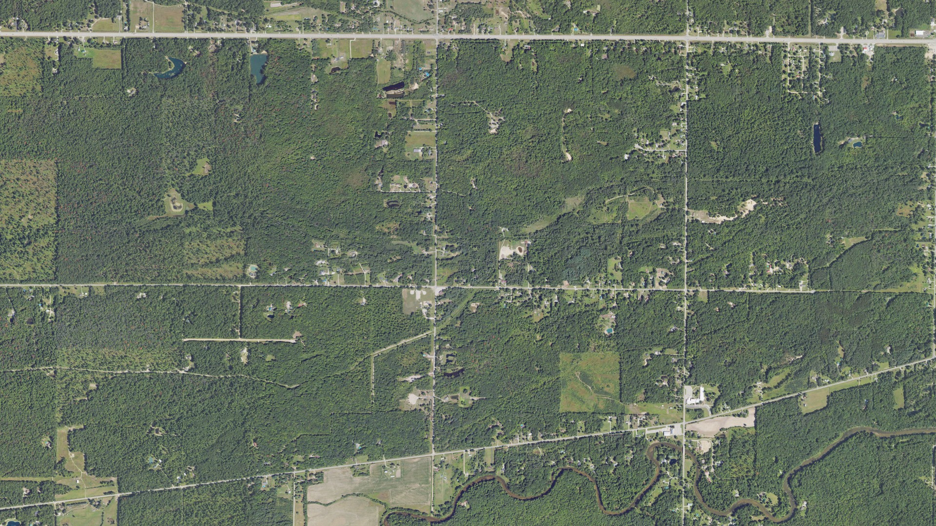 Aerial view of land around Lee, Michigan