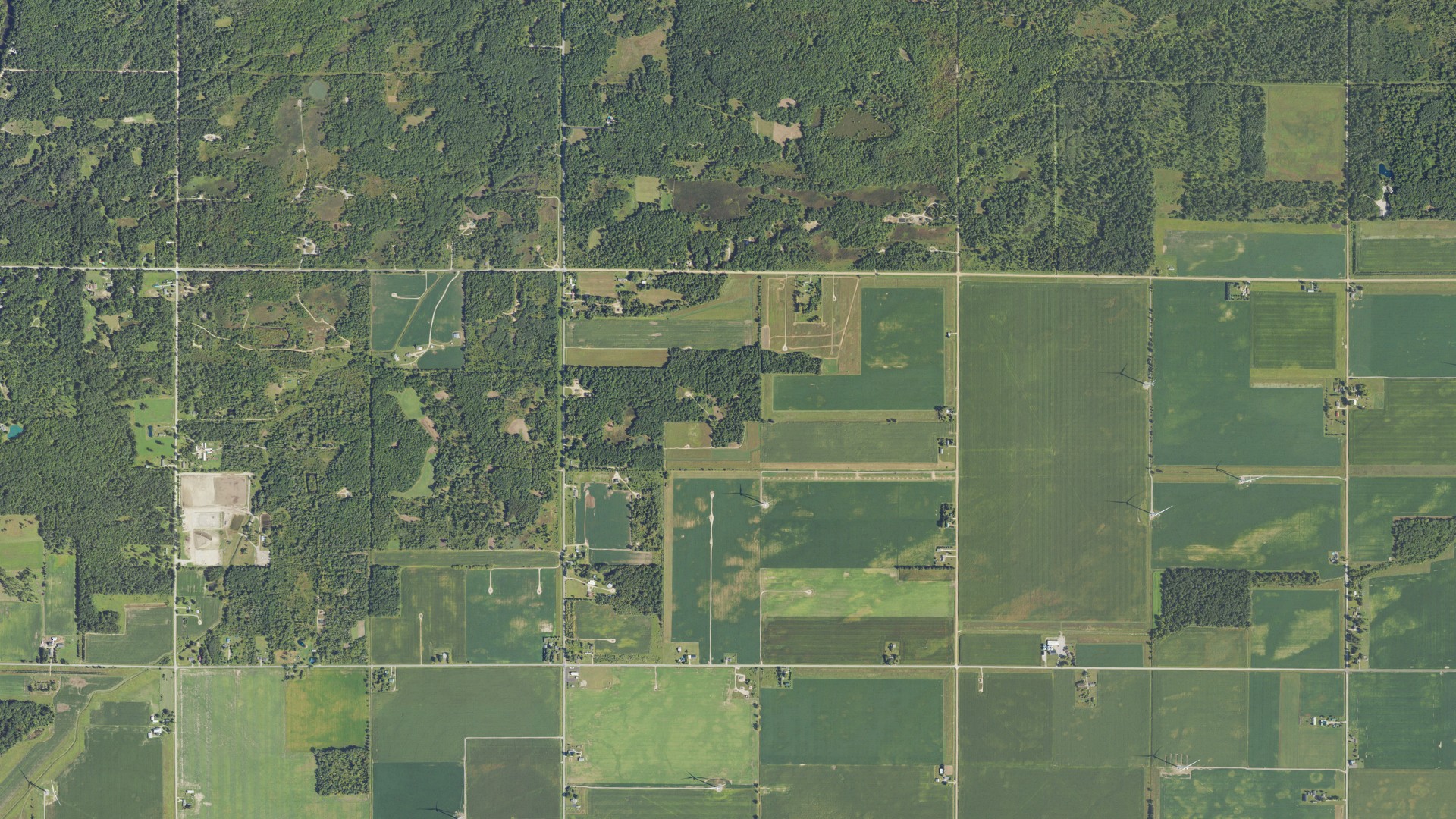 Aerial view of land around Porter, Michigan
