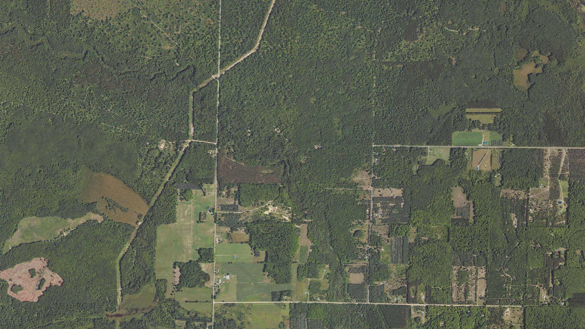Aerial view of land around Bloomfield, Michigan