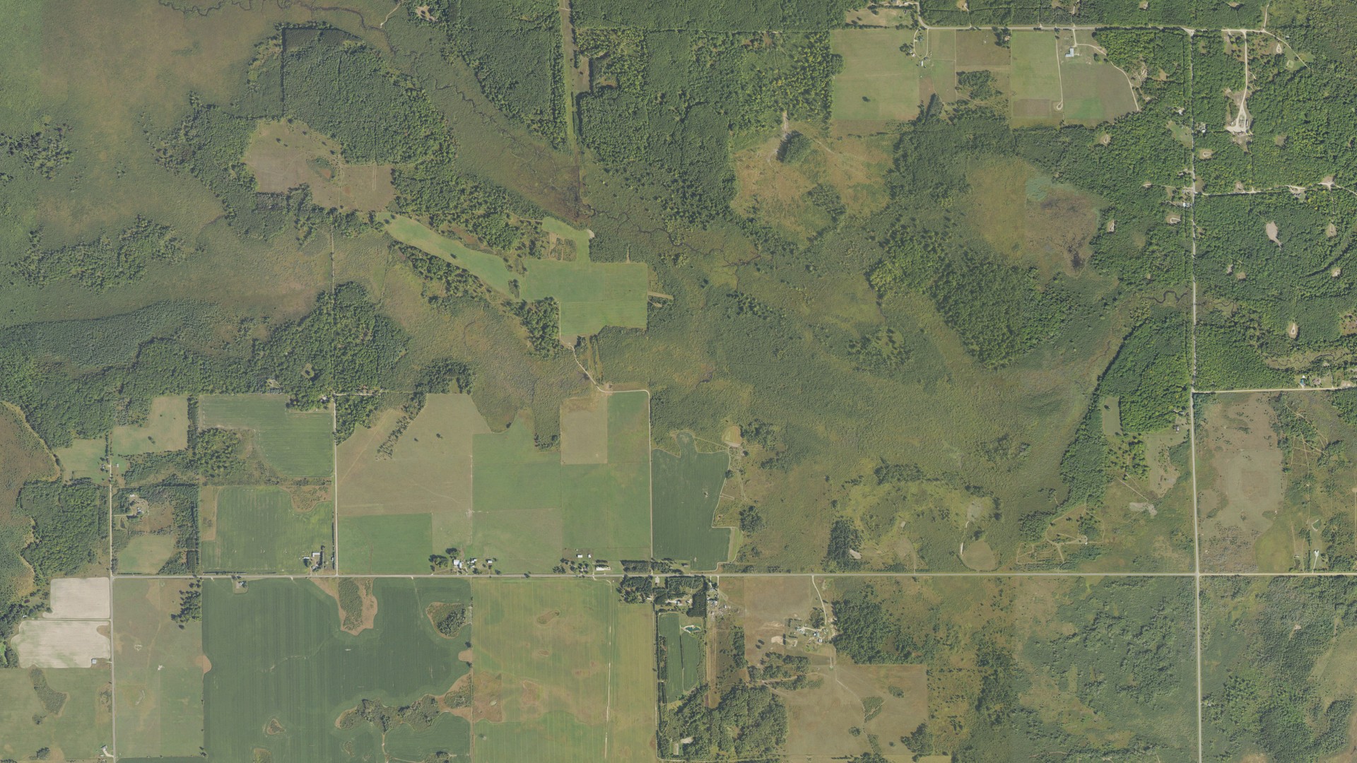 Aerial view of land around Enterprise, Michigan