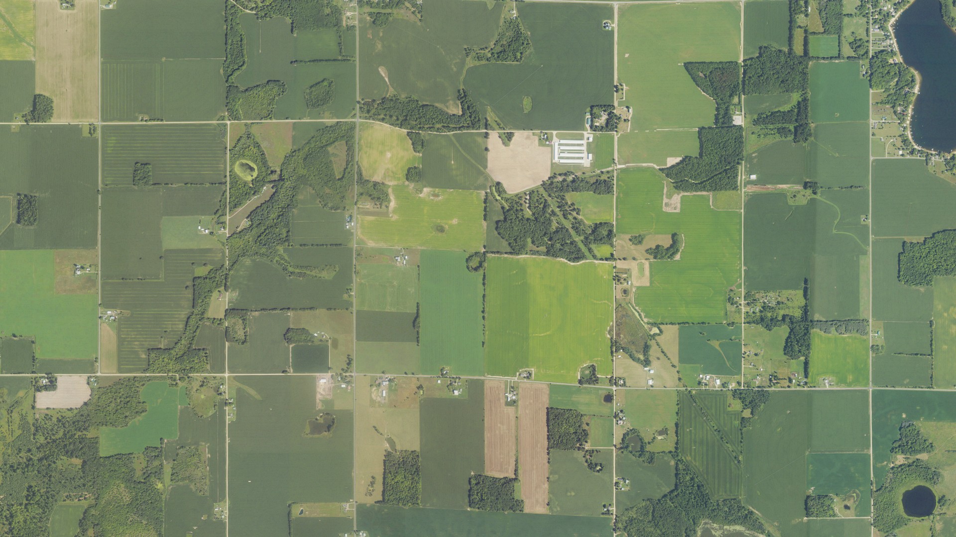 Aerial view of land around Maple Valley, Michigan