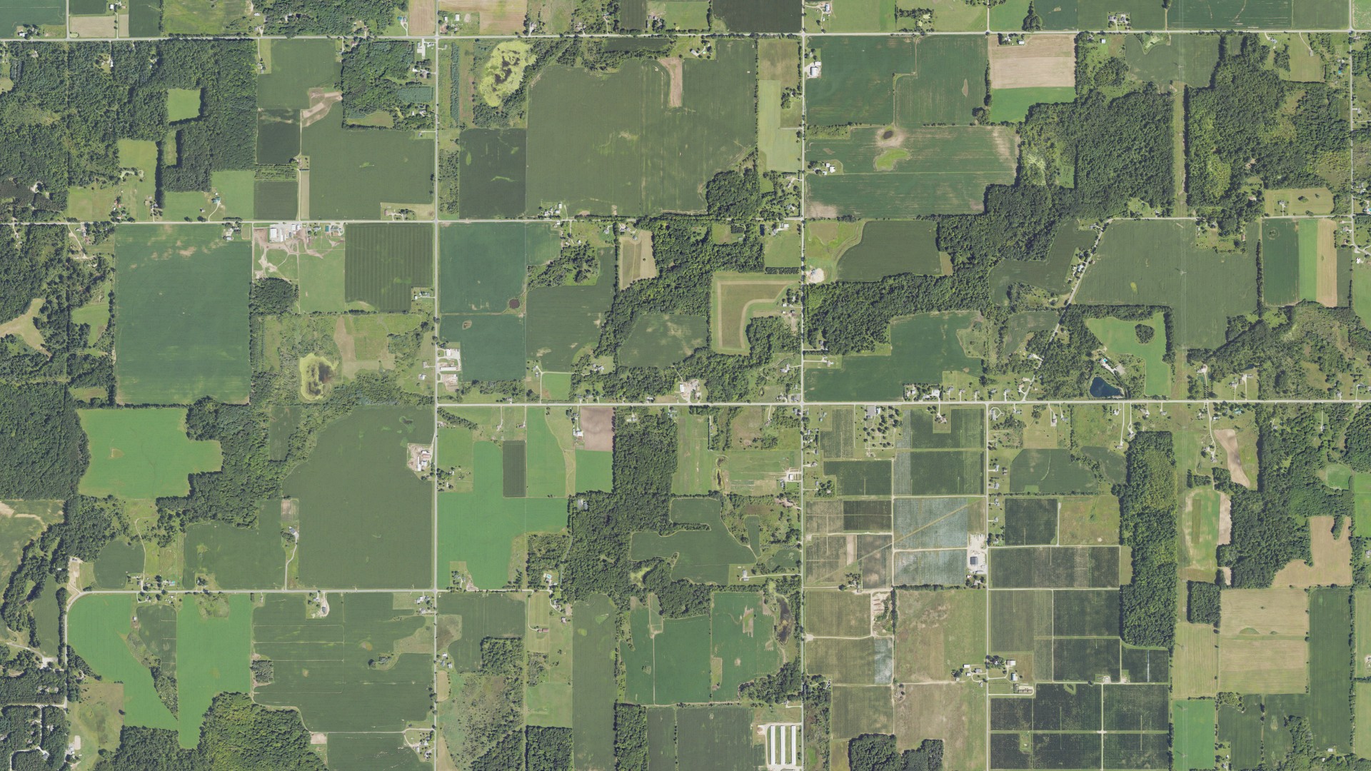 Aerial view of land around Ashland, Michigan