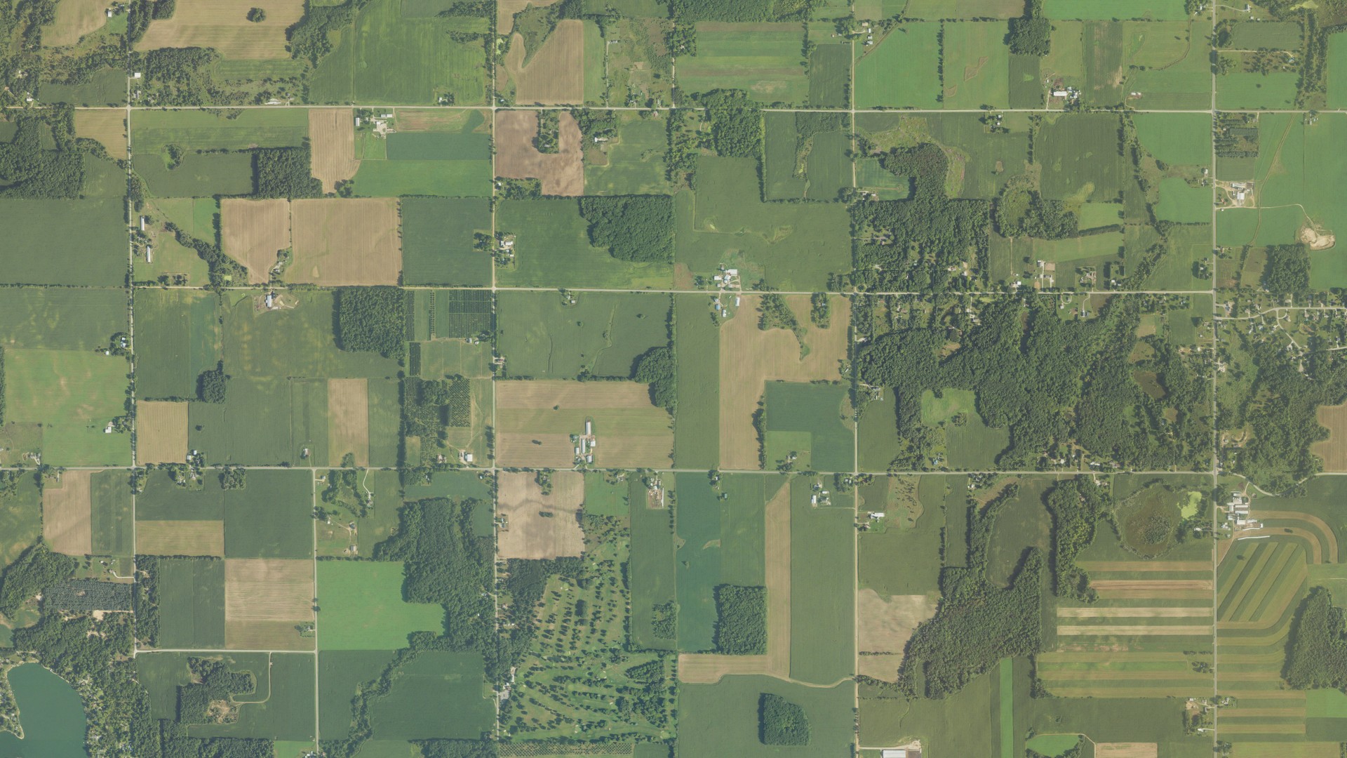 Aerial view of land around Dayton, Michigan