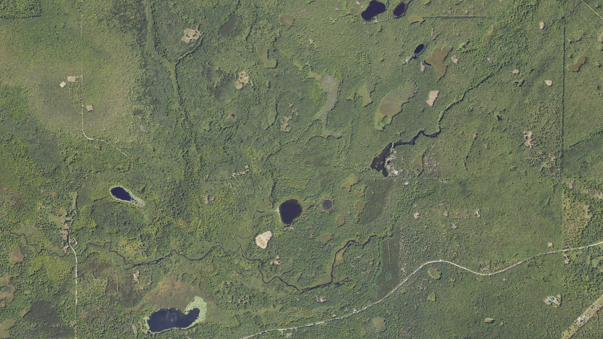 Natural-color aerial photograph of land around Merrill, Michigan