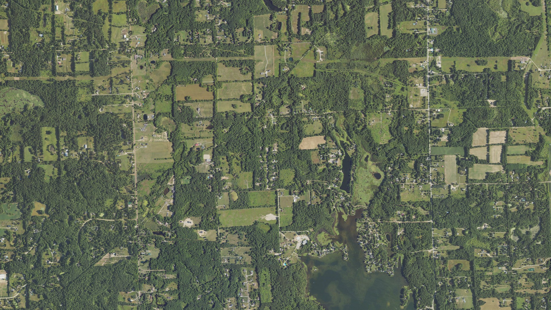 Aerial view of land around Addison, Michigan