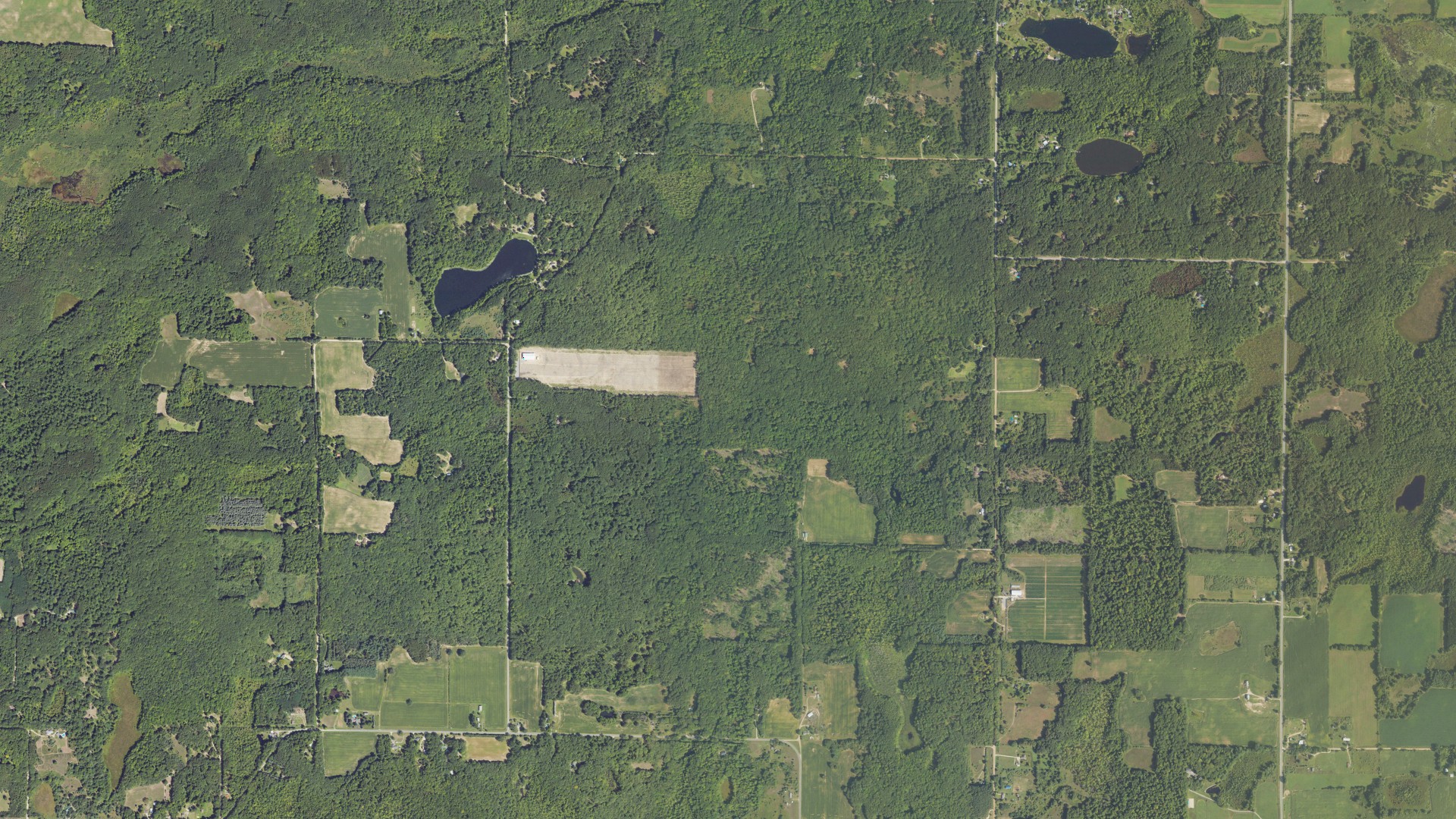 Aerial view of land around Newfield, Michigan