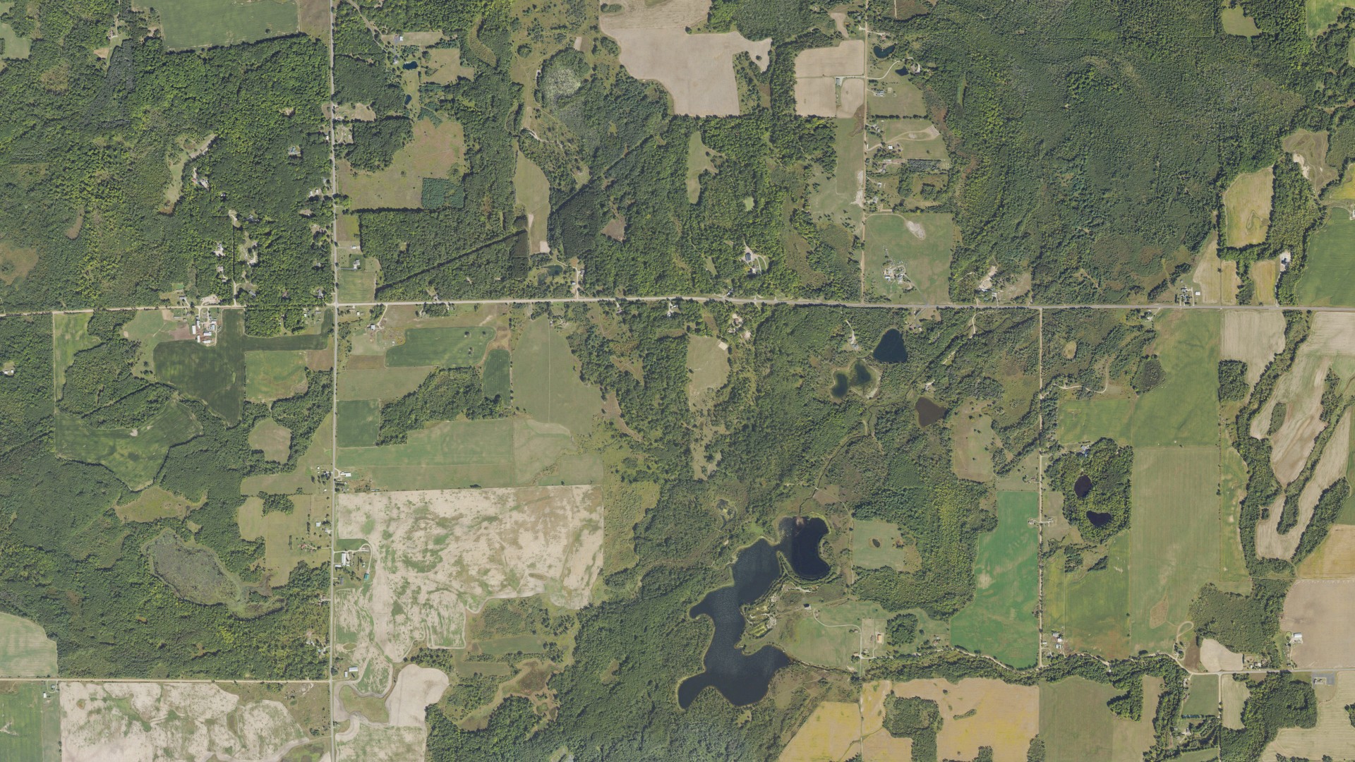 Aerial view of land around Edwards, Michigan