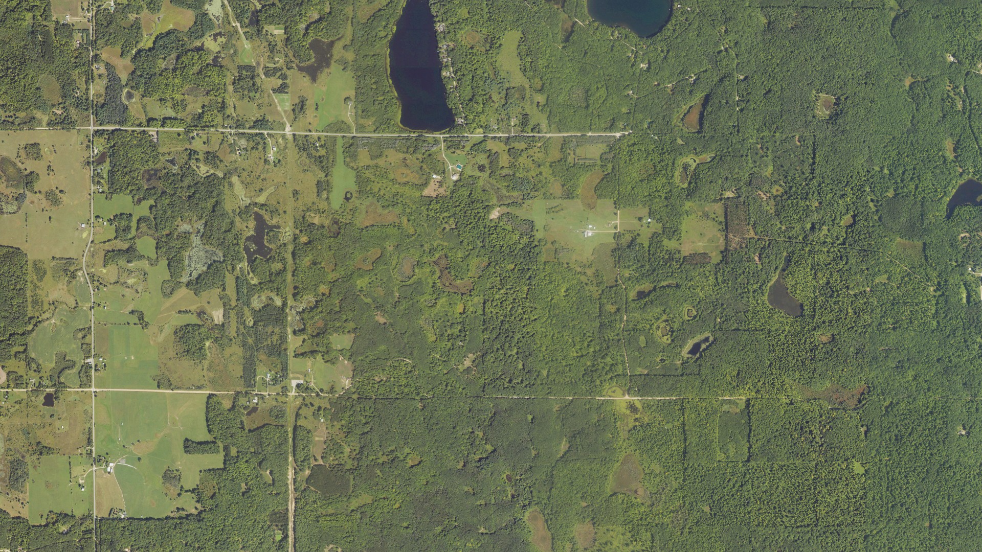 Aerial view of land around Cedar, Michigan
