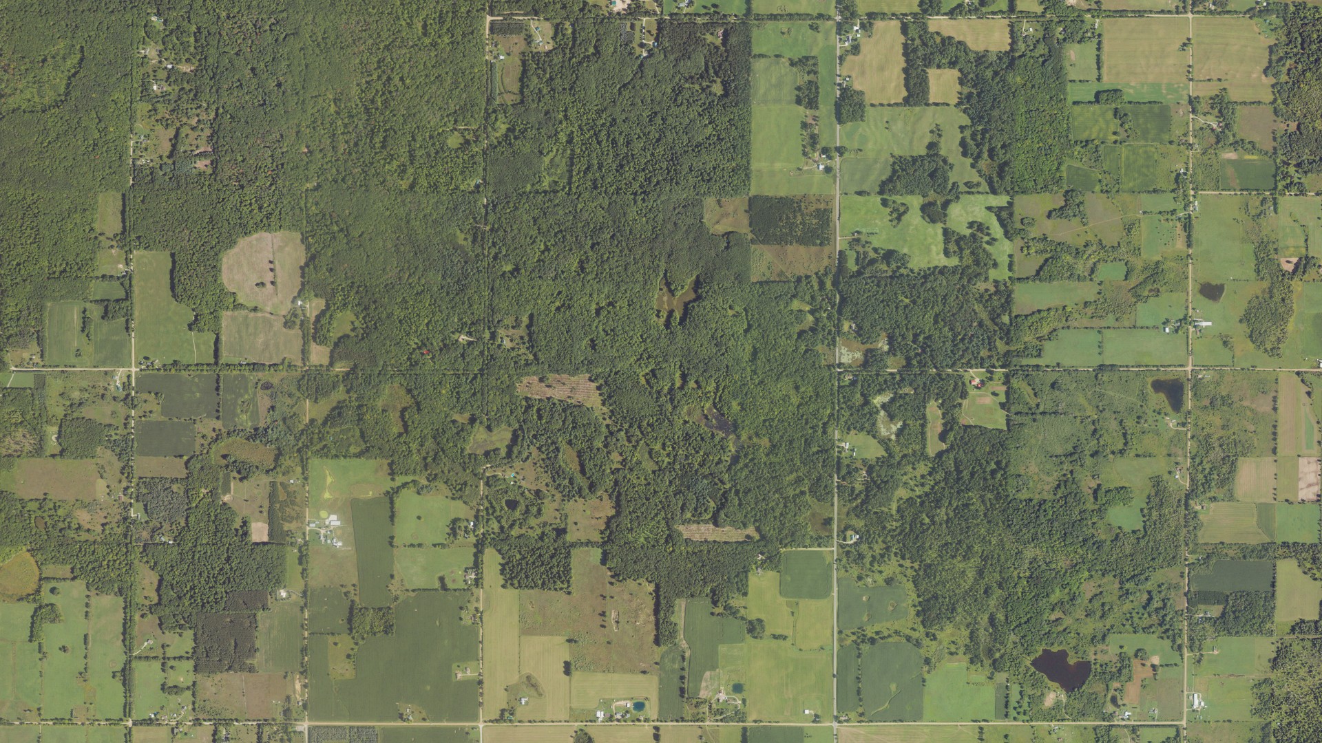 Aerial view of land around Osceola, Michigan