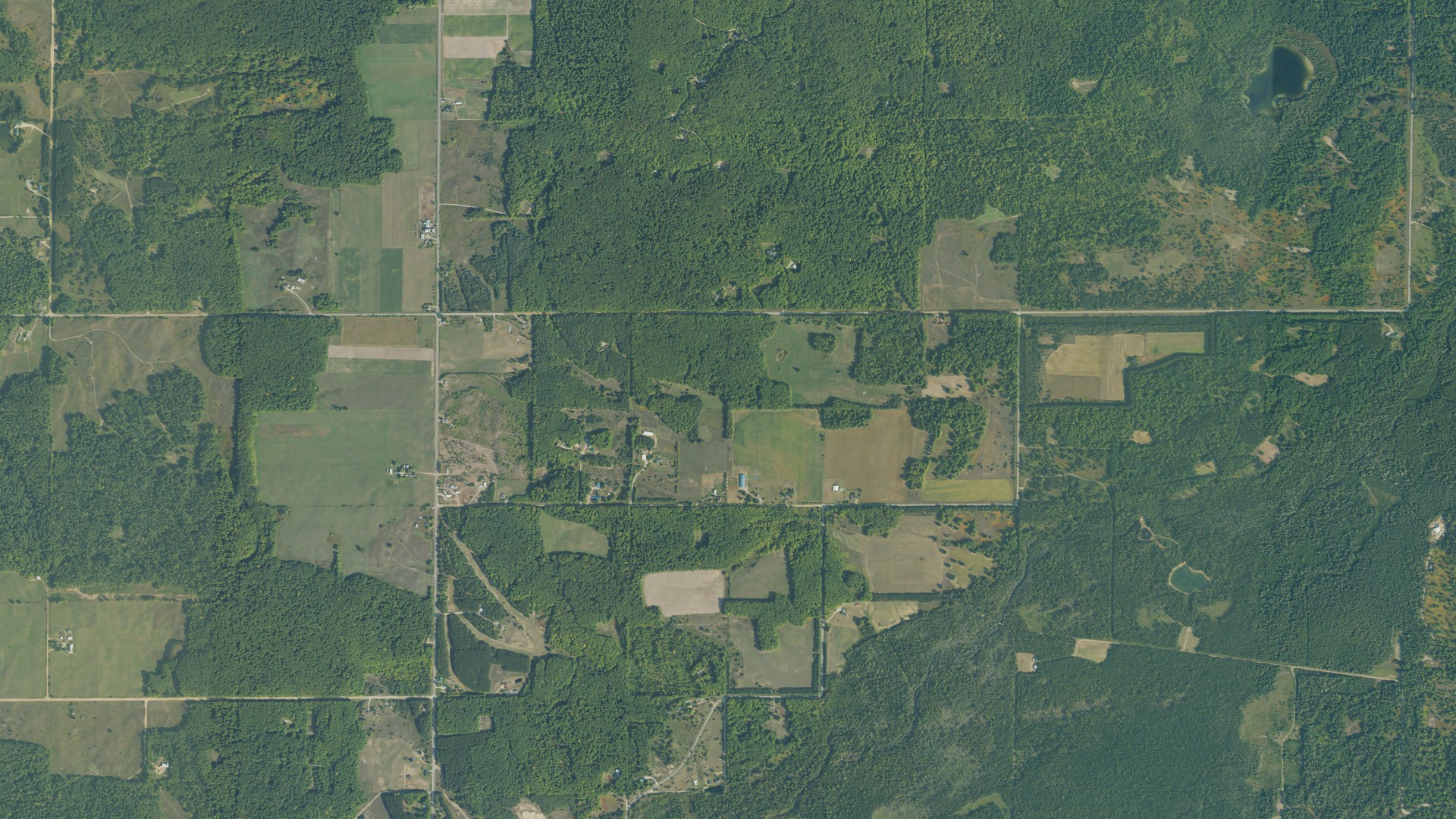 Aerial view of land around Dover, Michigan