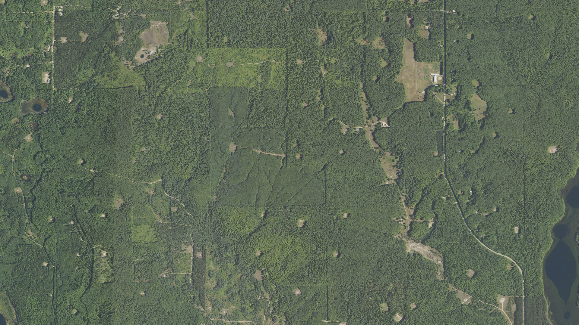 Aerial view of land around Hayes, Michigan
