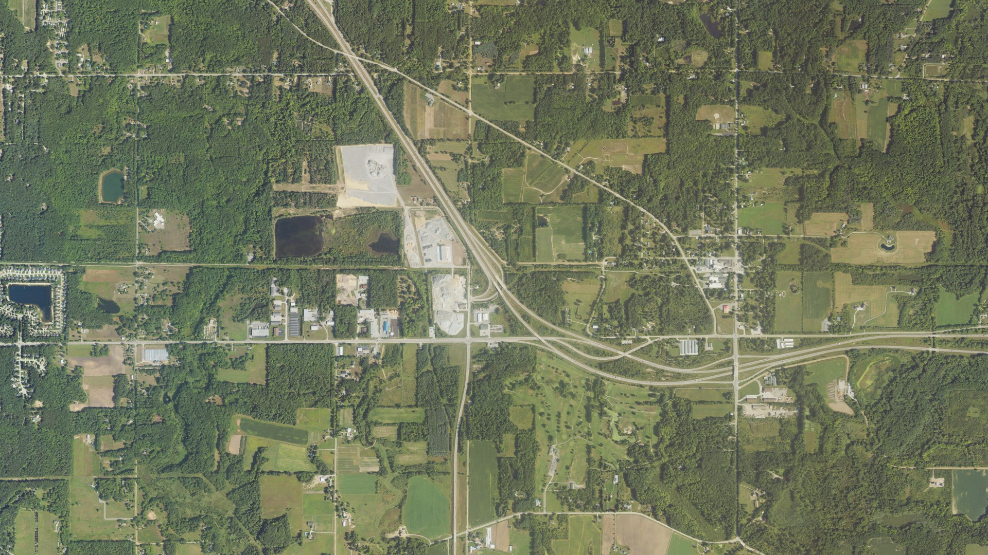 Aerial view of land around Crockery, Michigan