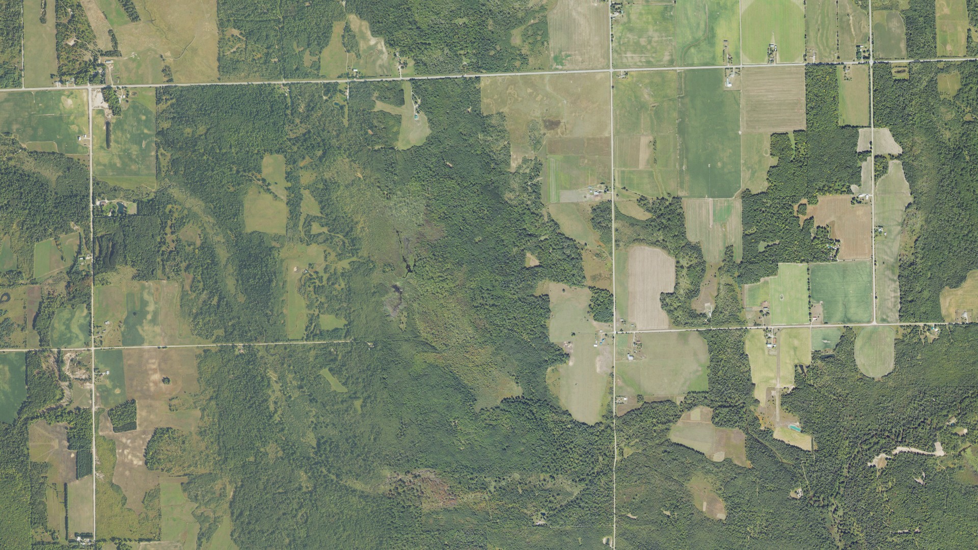 Aerial view of land around Metz, Michigan