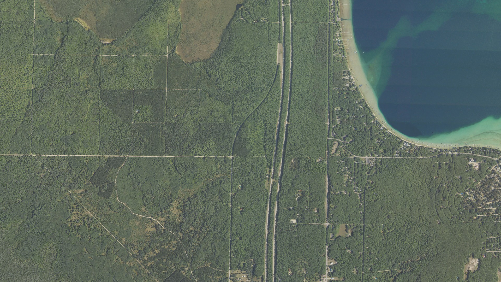 Aerial view of land around Lyon, Michigan