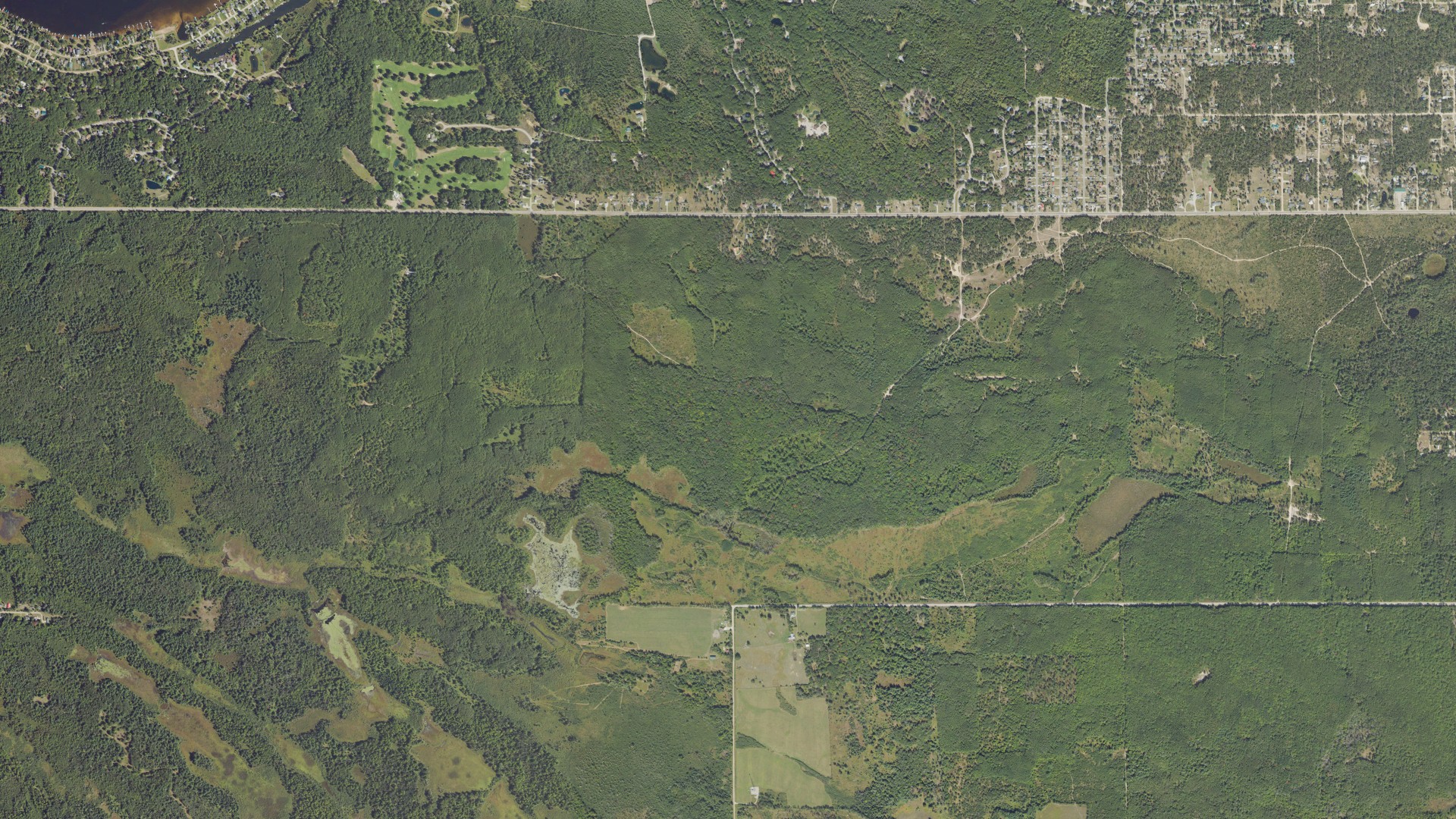 Aerial view of land around Richfield, Michigan