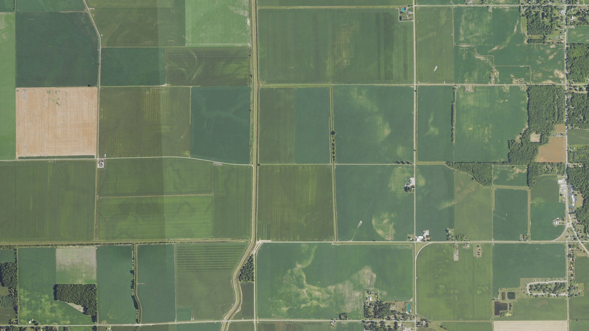 Aerial view of land around Albee, Michigan